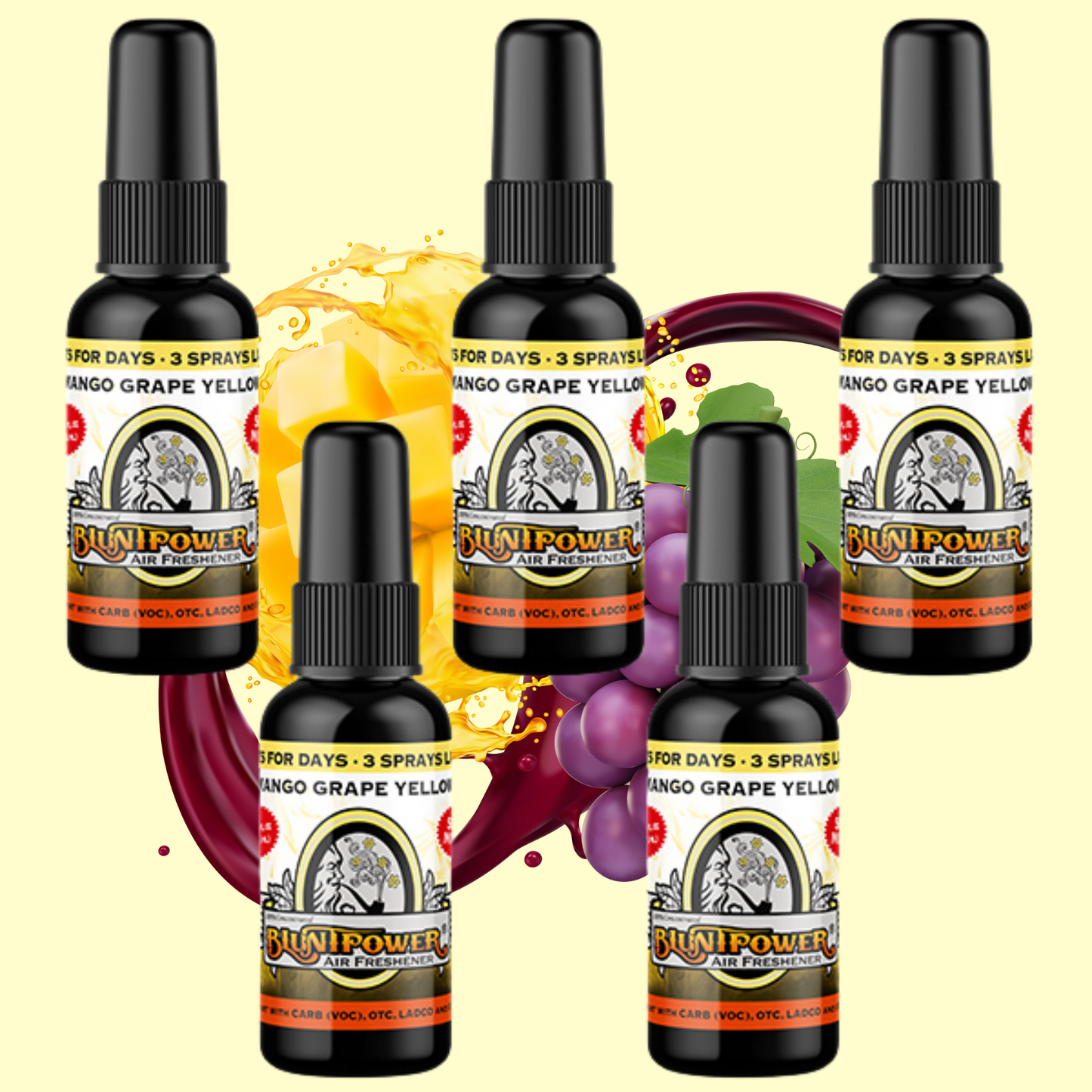 Mango Grape Yellow Air Freshener Bundle (5 Pack) - BluntPower Air Freshener