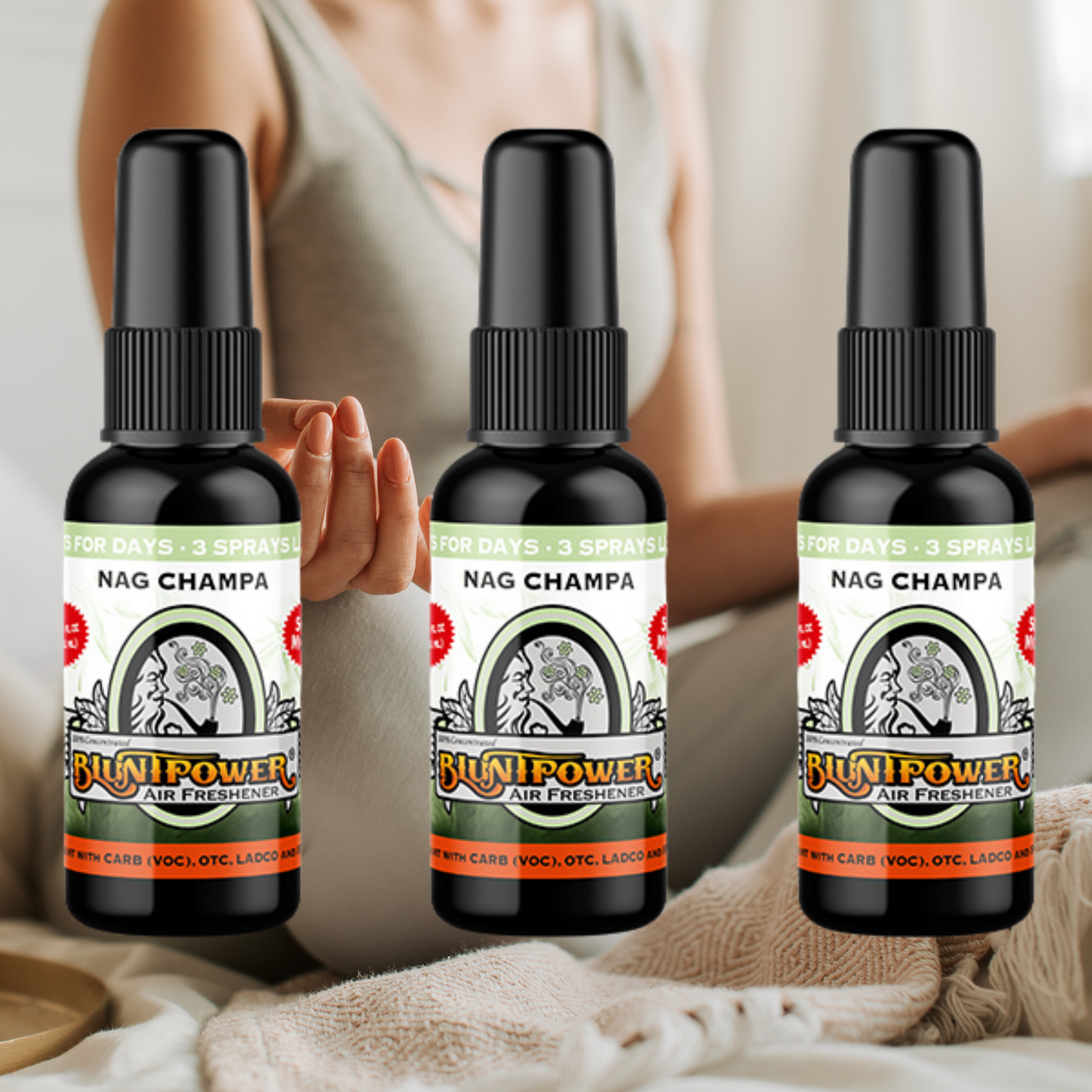 Nag Champa Spray Air Freshener Bundle (3 Pack) - BluntPower Air Freshener