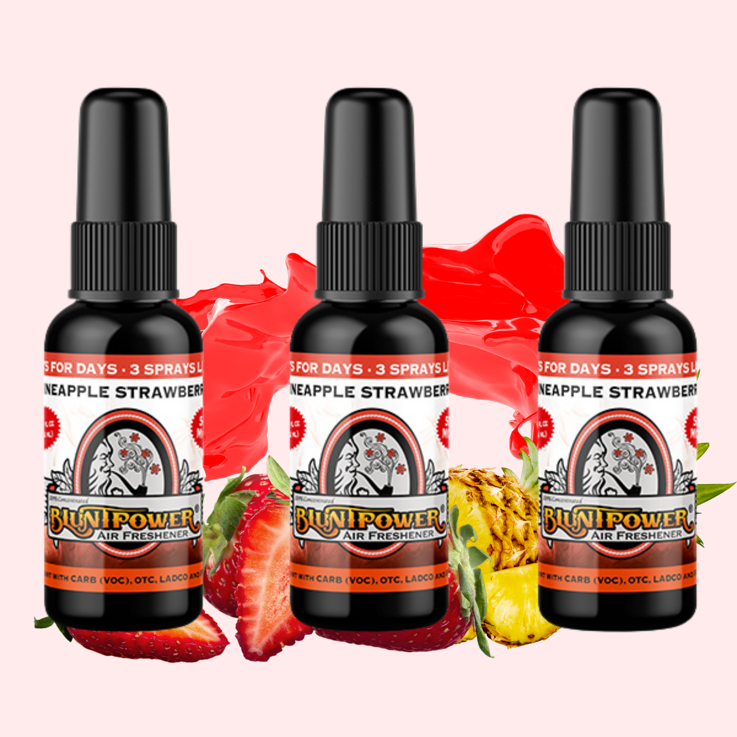 Pineapple Strawberry Air Freshener Bundle (3 Pack) - BluntPower Air Freshener