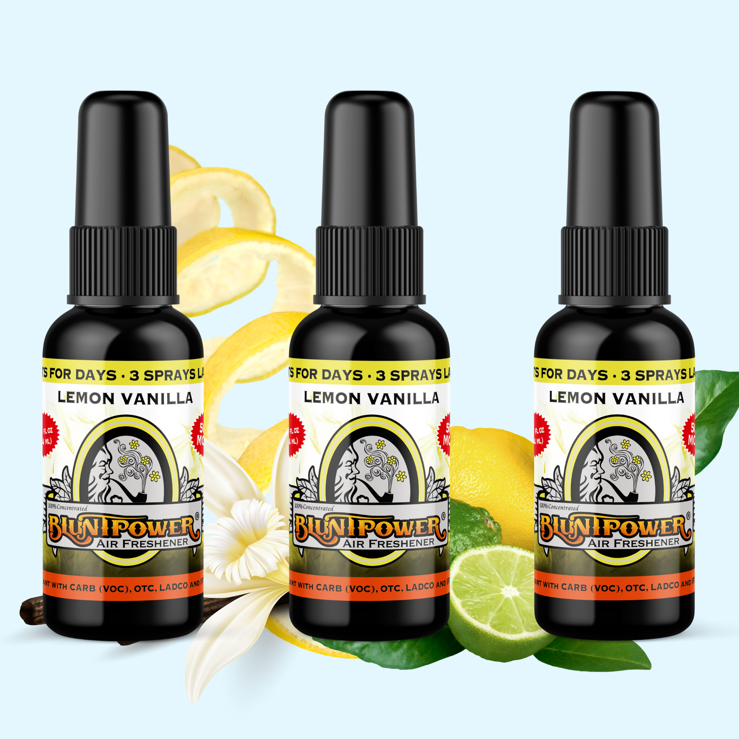 Lemon Vanilla Spray Air Freshener Bundle (3 Pack) - BluntPower Air Freshener