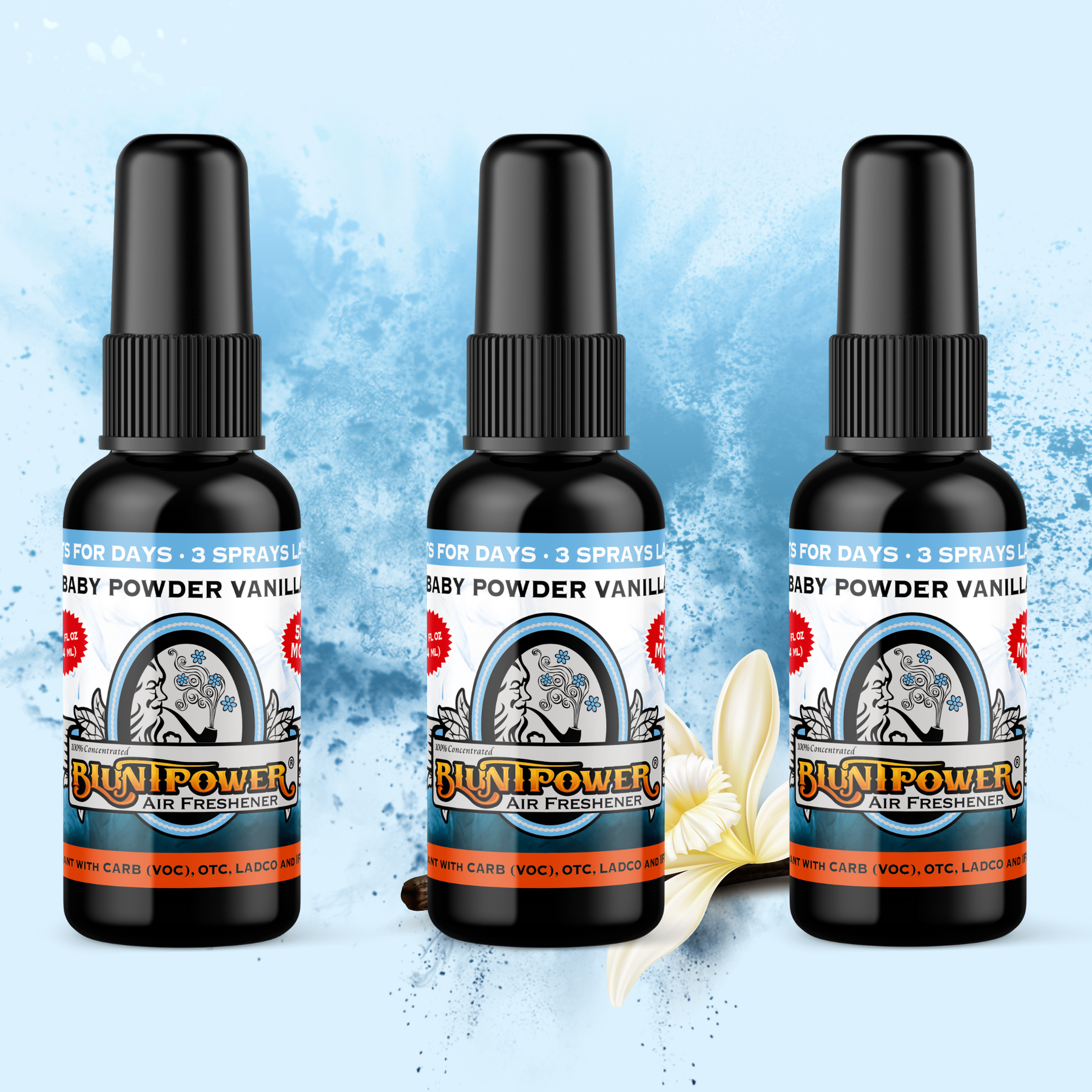 Baby Powder Vanilla Spray Air Freshener Bundle (3 Pack) - BluntPower Air Freshener
