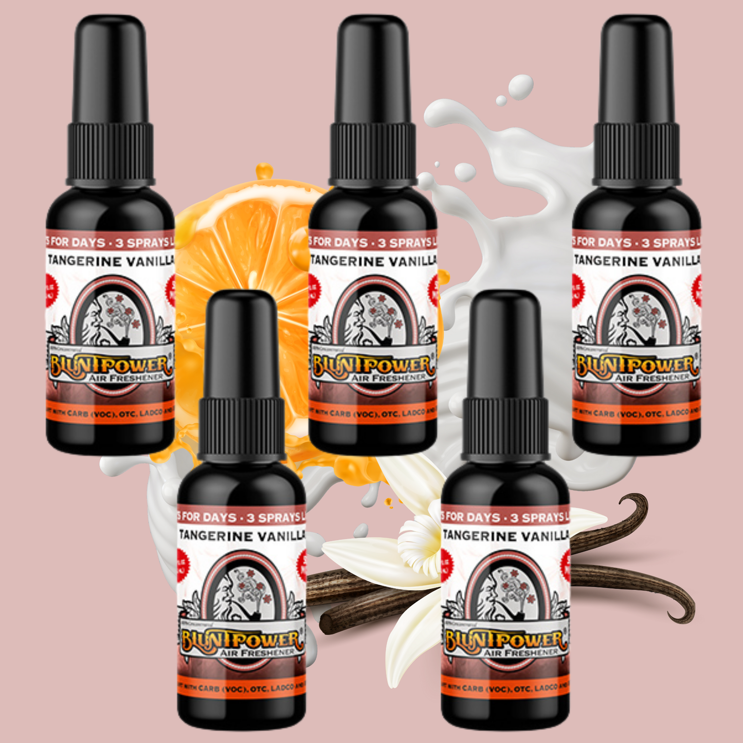 Tangerine Vanilla Air Freshener Spray Bundle (5 Pack) - BluntPower Air Freshener