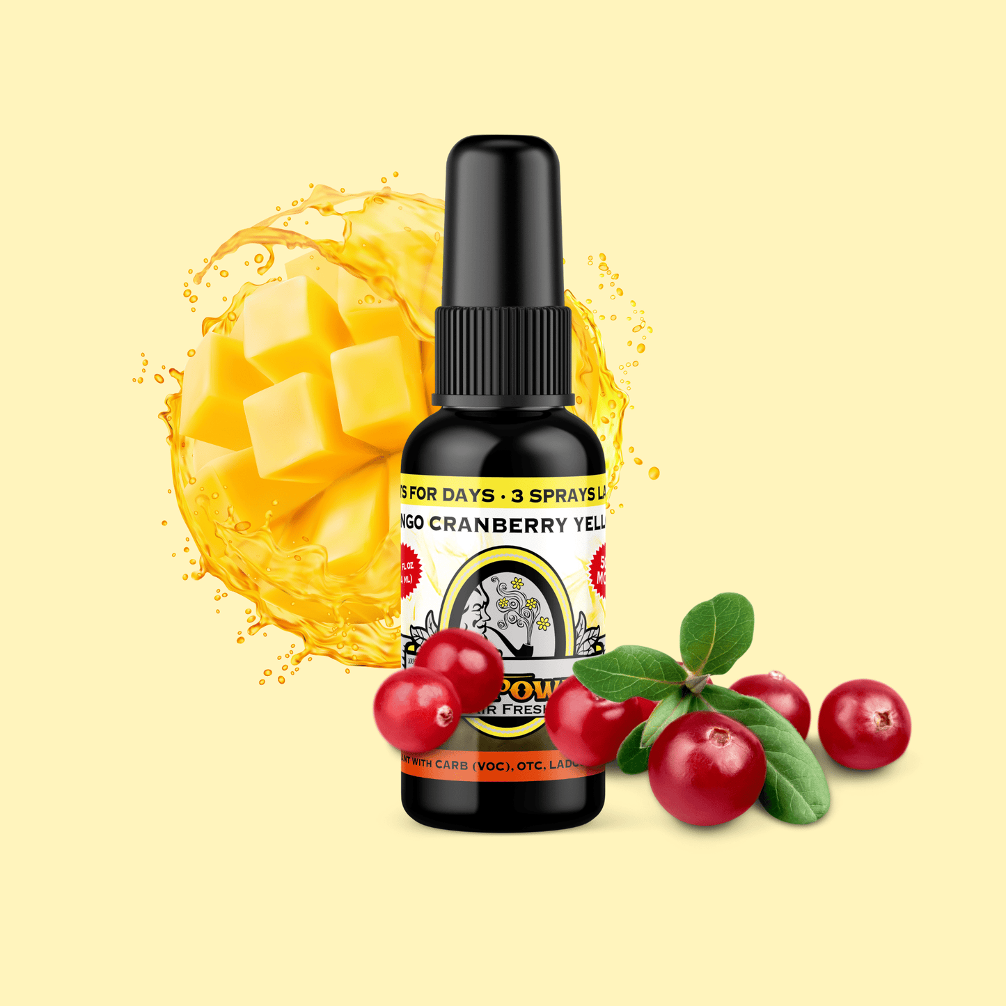 Mango Cranberry Yellow Air Freshener Spray - BluntPower Air Freshener