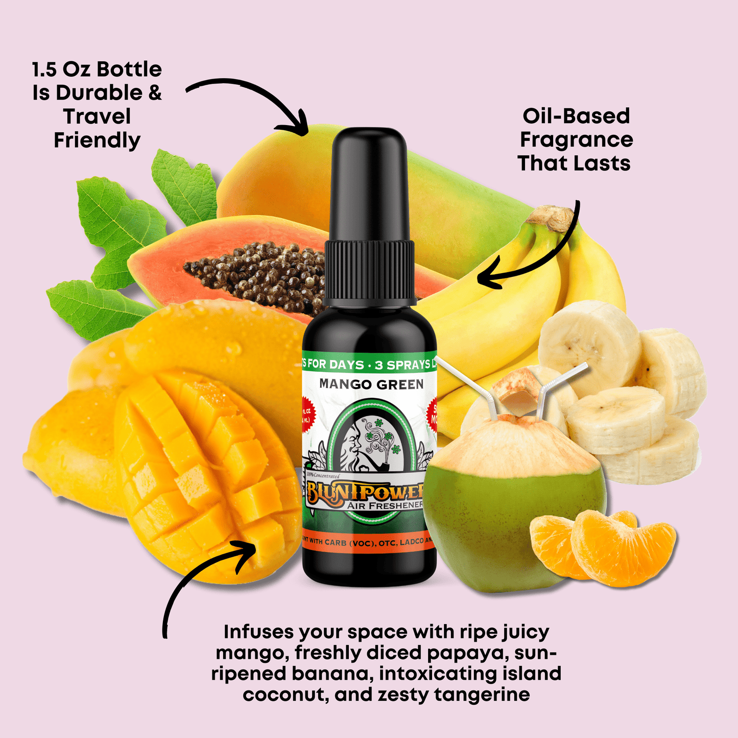 Mango Green Air Freshener Spray - BluntPower Air Freshener