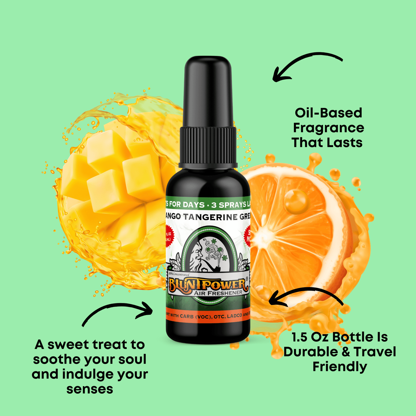 Mango Tangerine Green Air Freshener Spray - BluntPower Air Freshener