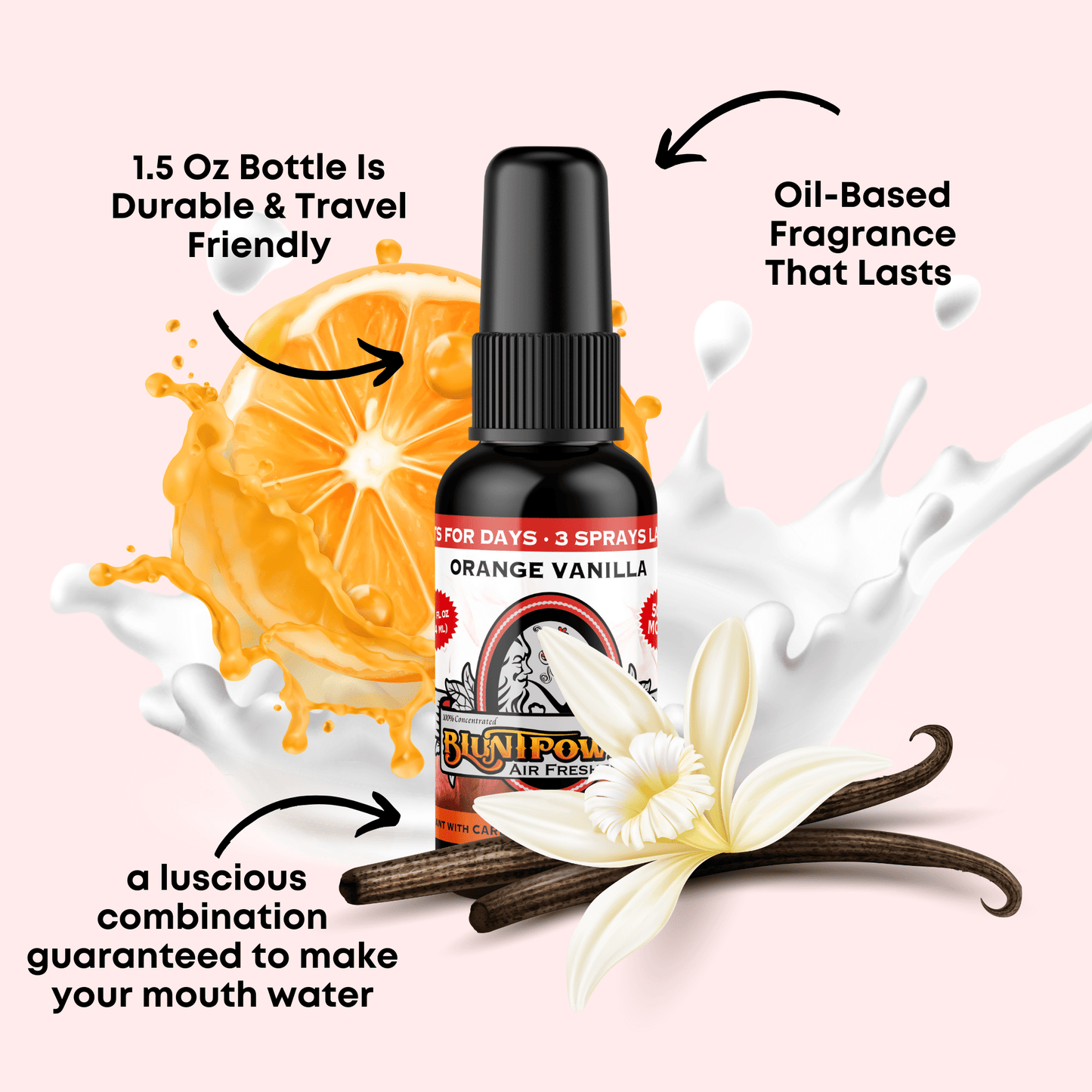 Orange Vanilla Air Freshener Spray - BluntPower Air Freshener