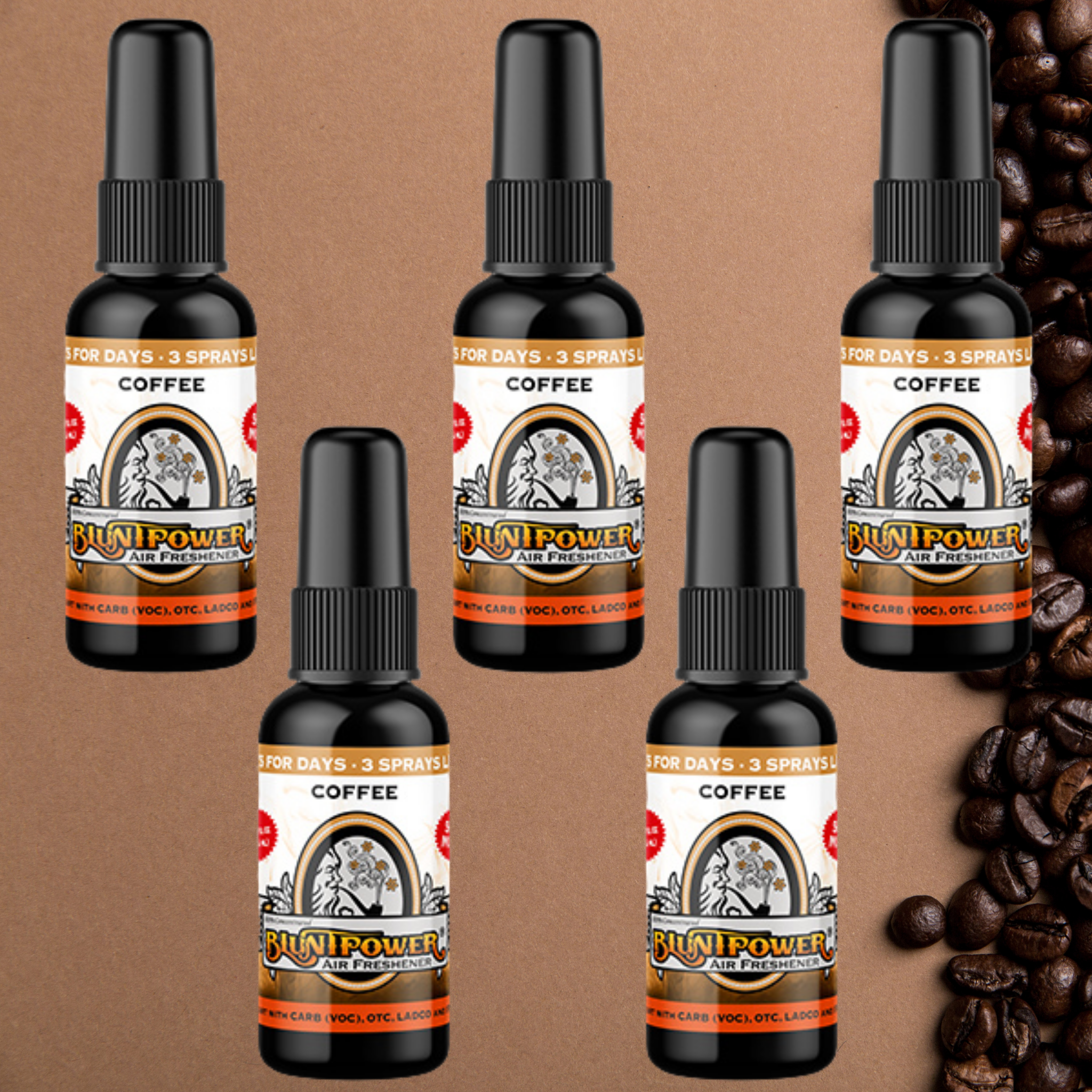 Coffee Spray Air Freshener Bundle (5 Pack) - BluntPower Air Freshener