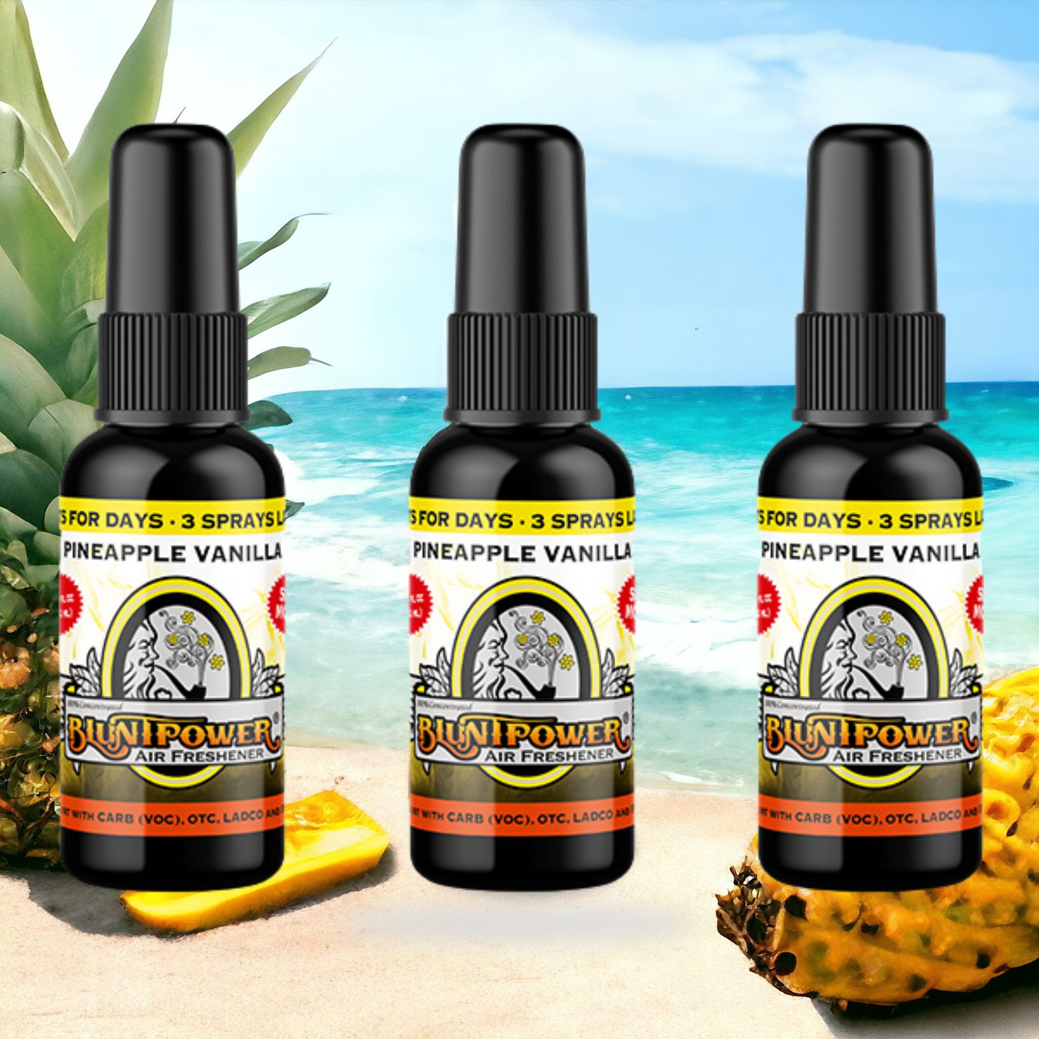 Pineapple Vanilla Air Freshener Bundle (3 Pack) - BluntPower Air Freshener