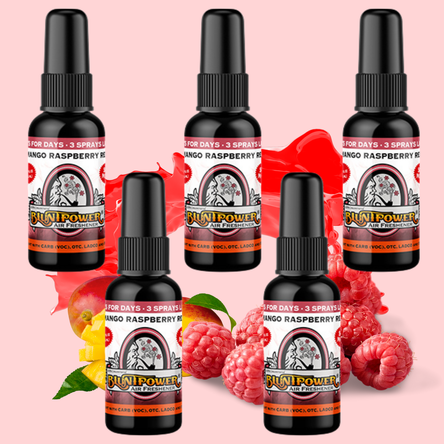 Mango Raspberry Red Air Freshener Bundle (5 Pack) - BluntPower Air Freshener