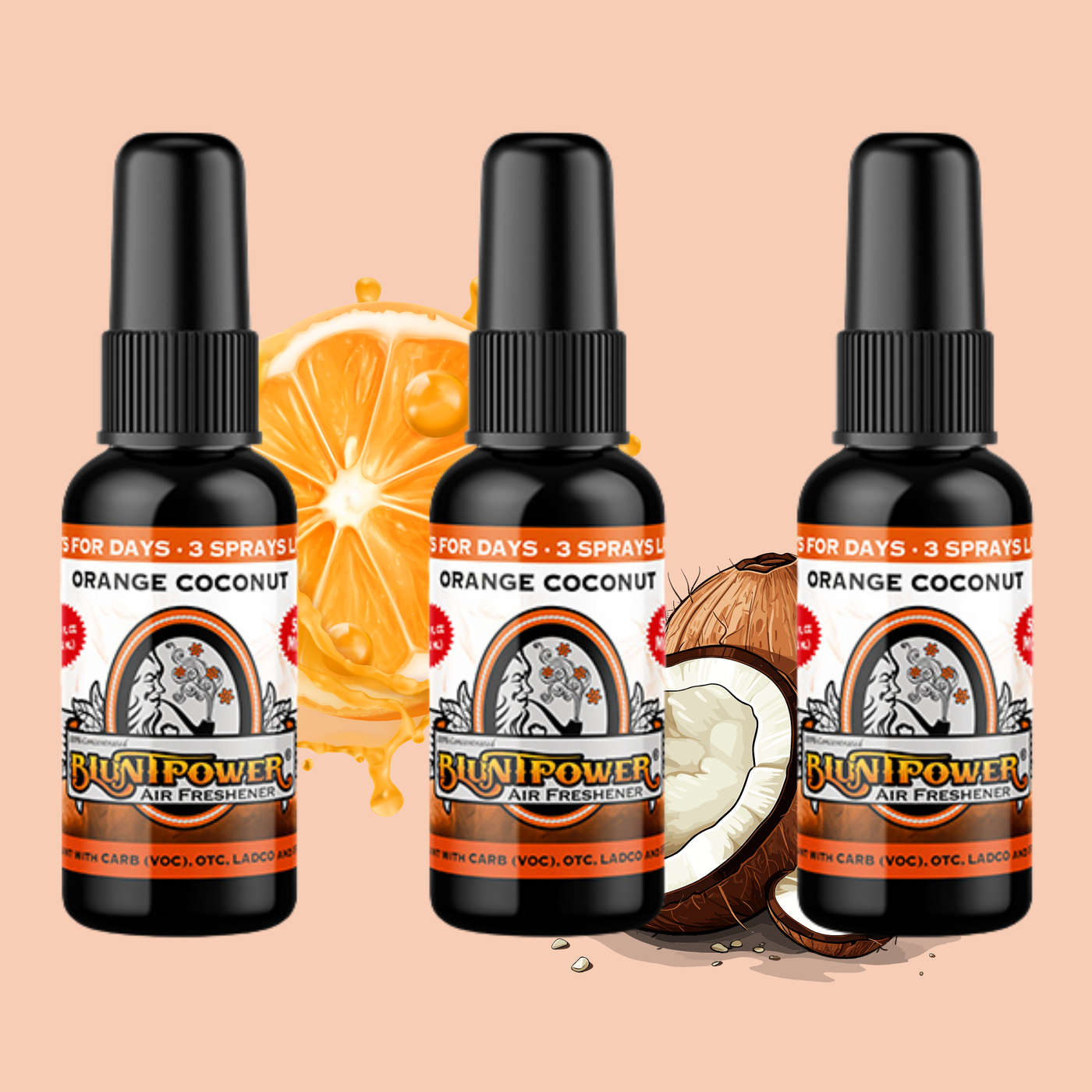 Orange Coconut Air Freshener Bundle (3 Pack) - BluntPower Air Freshener