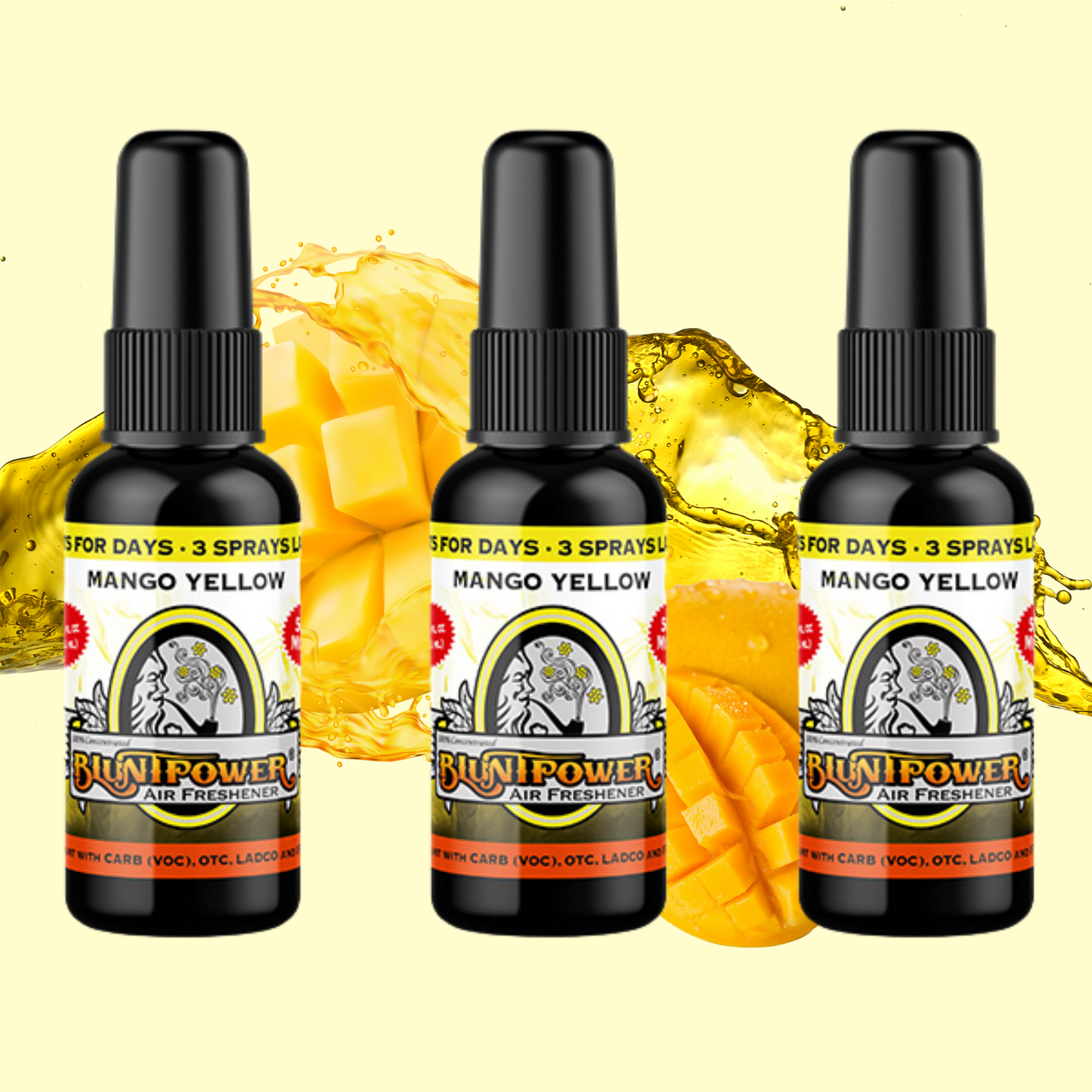 Mango Yellow Air Freshener Spray Bundle (3 Pack) - BluntPower Air Freshener