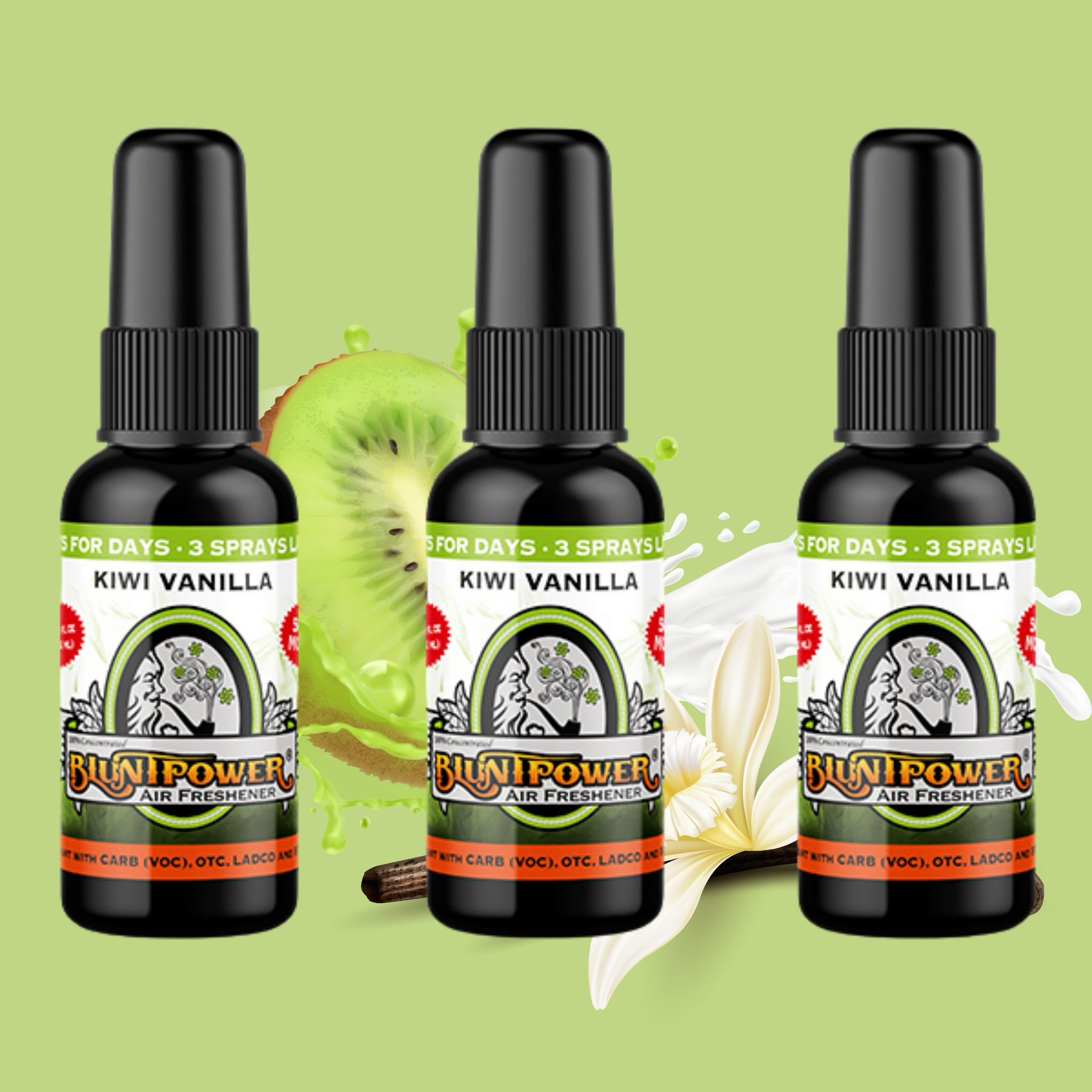 Kiwi Vanilla Air Freshener Spray (3 Pack) - BluntPower Air Freshener