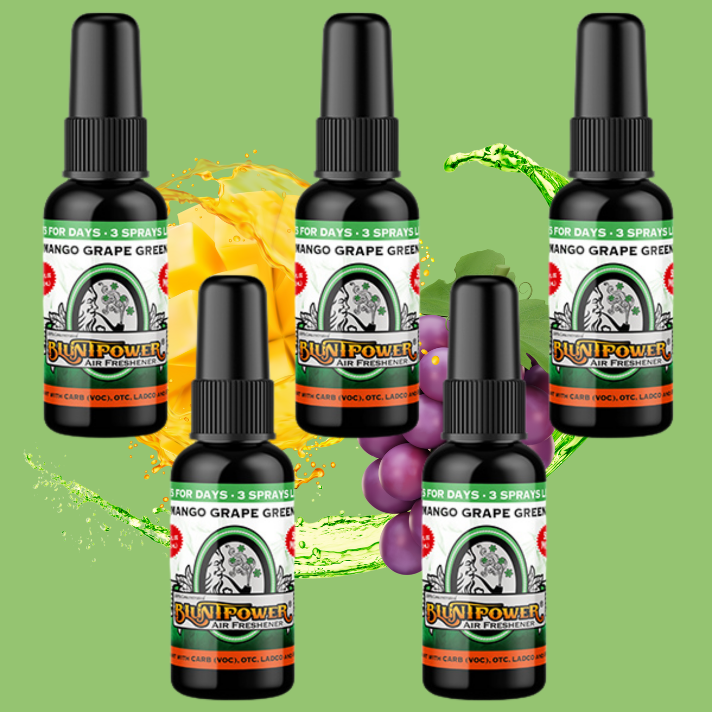 Mango Grape Green Air Freshener Bundle (5 Pack) - BluntPower Air Freshener