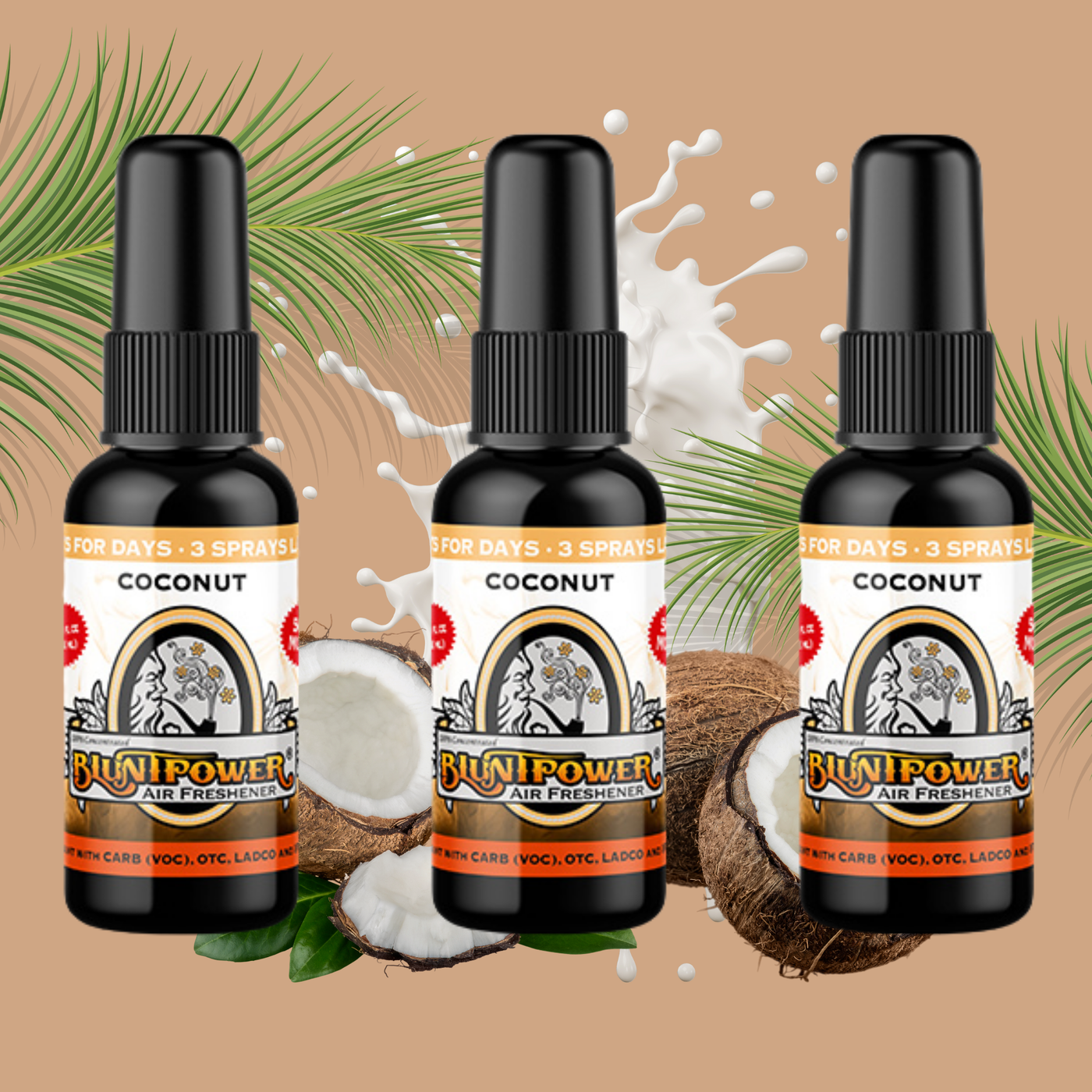 Coconut Spray Air Freshener Bundle (3 Pack) - BluntPower Air Freshener