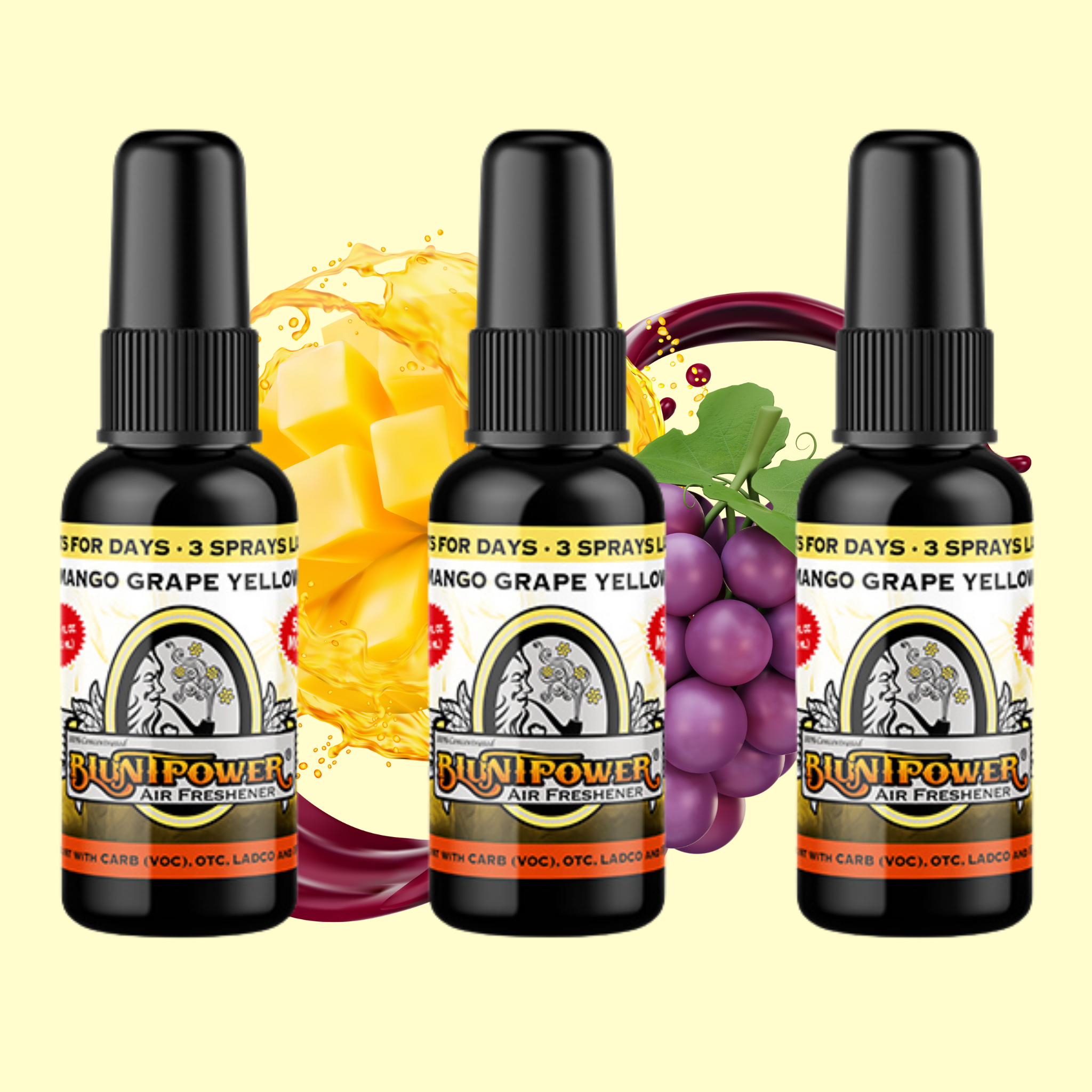 Mango Grape Yellow Air Freshener Bundle (3 Pack) - BluntPower Air Freshener