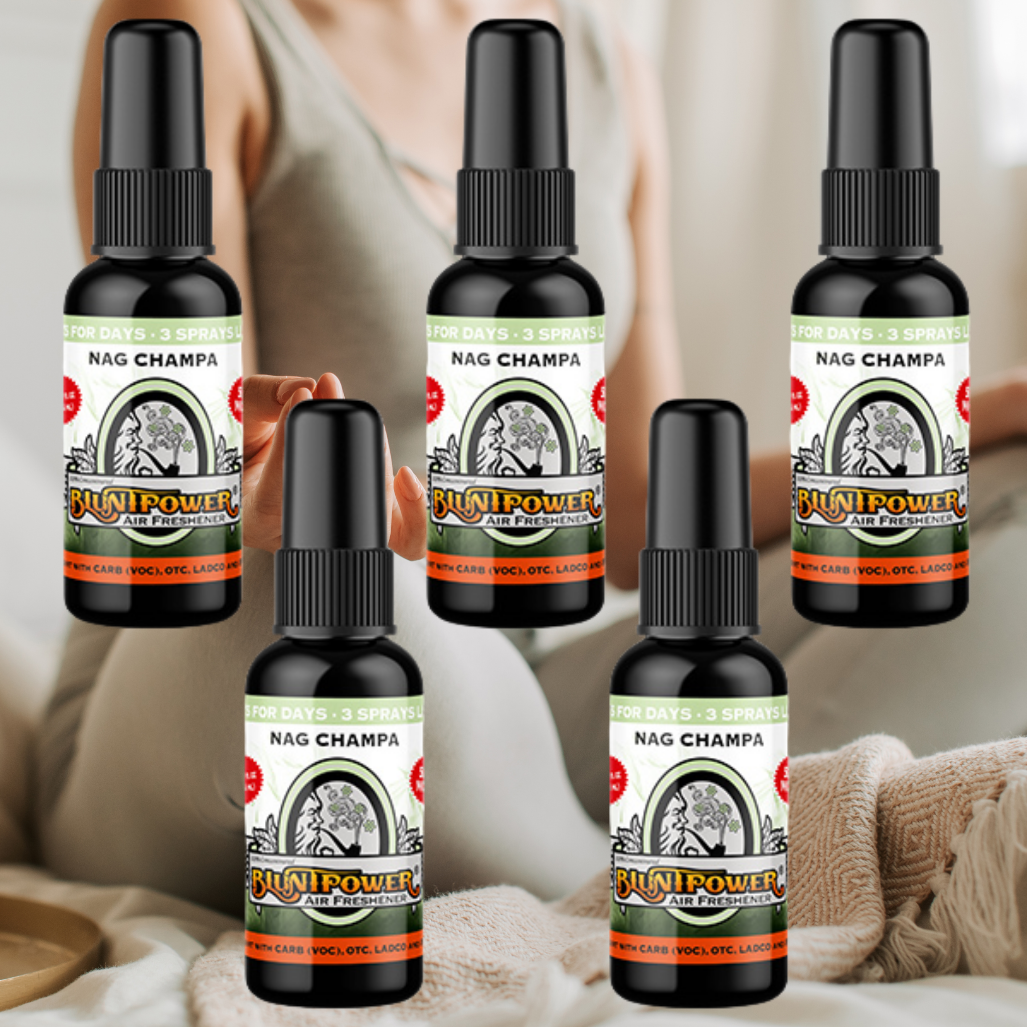 Nag Champa Spray Air Freshener Bundle (5 Pack) - BluntPower Air Freshener