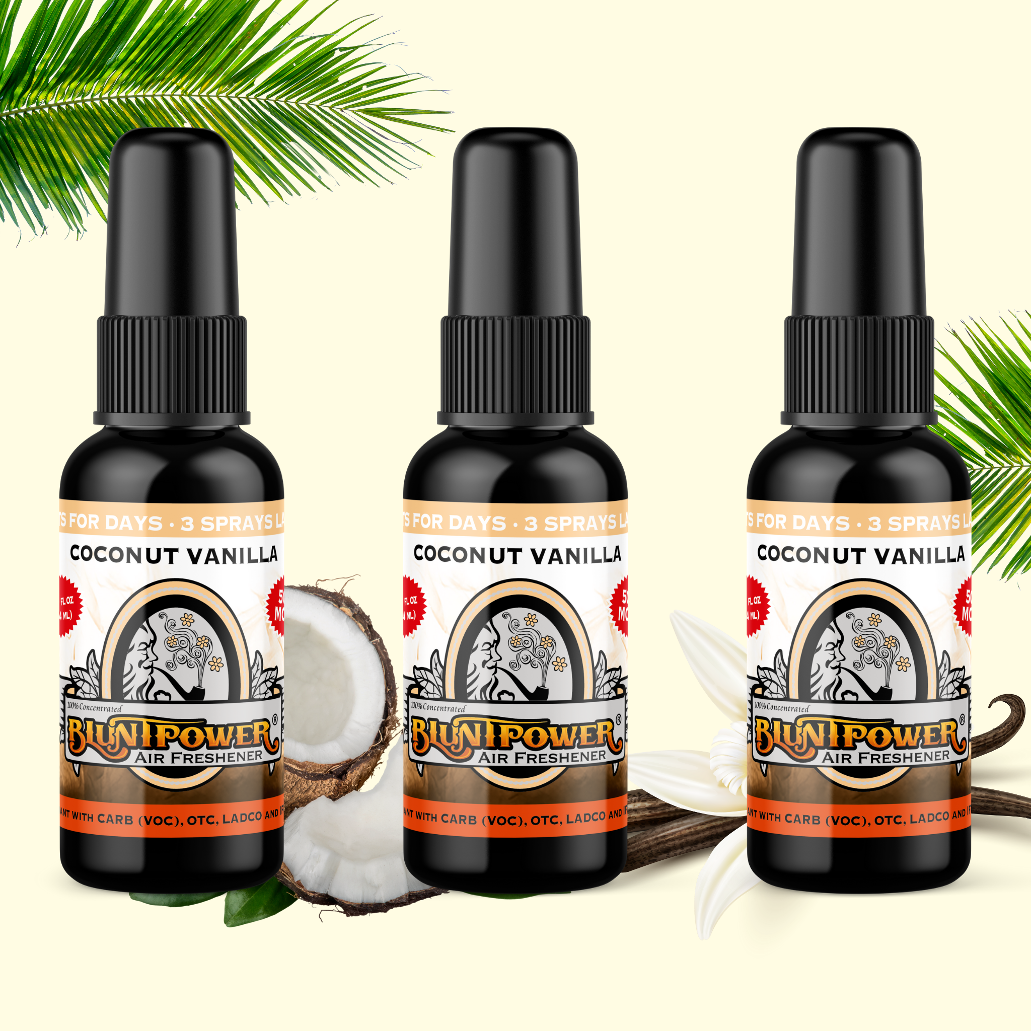 Coconut Vanilla Spray Air Freshener Bundle (3 Pack) - BluntPower Air Freshener