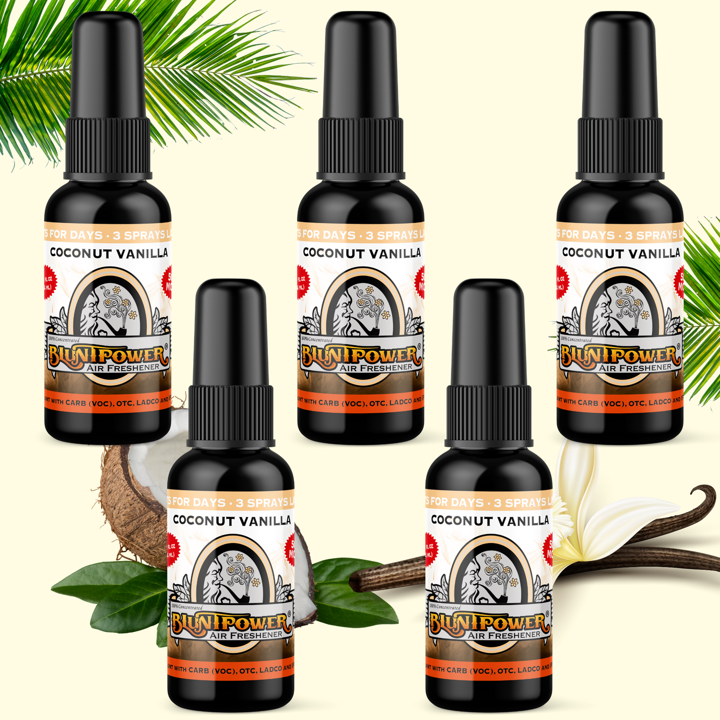 Coconut Vanilla Spray Air Freshener Bundle (5 Pack) - BluntPower Air Freshener
