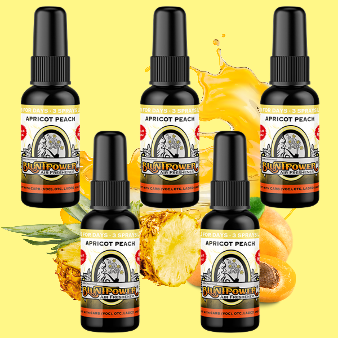 Apricot Peach Spray Air Freshener Bundle (5 Pack) - BluntPower Air Freshener