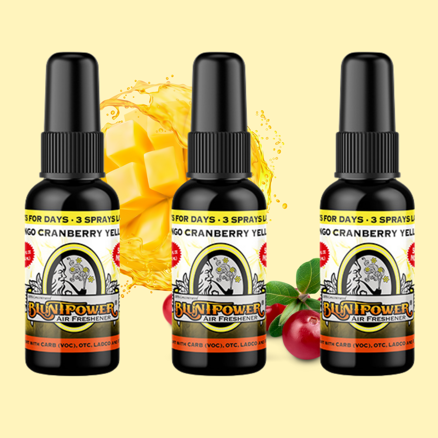 Mango Cranberry Yellow Air Freshener Spray - BluntPower Air Freshener