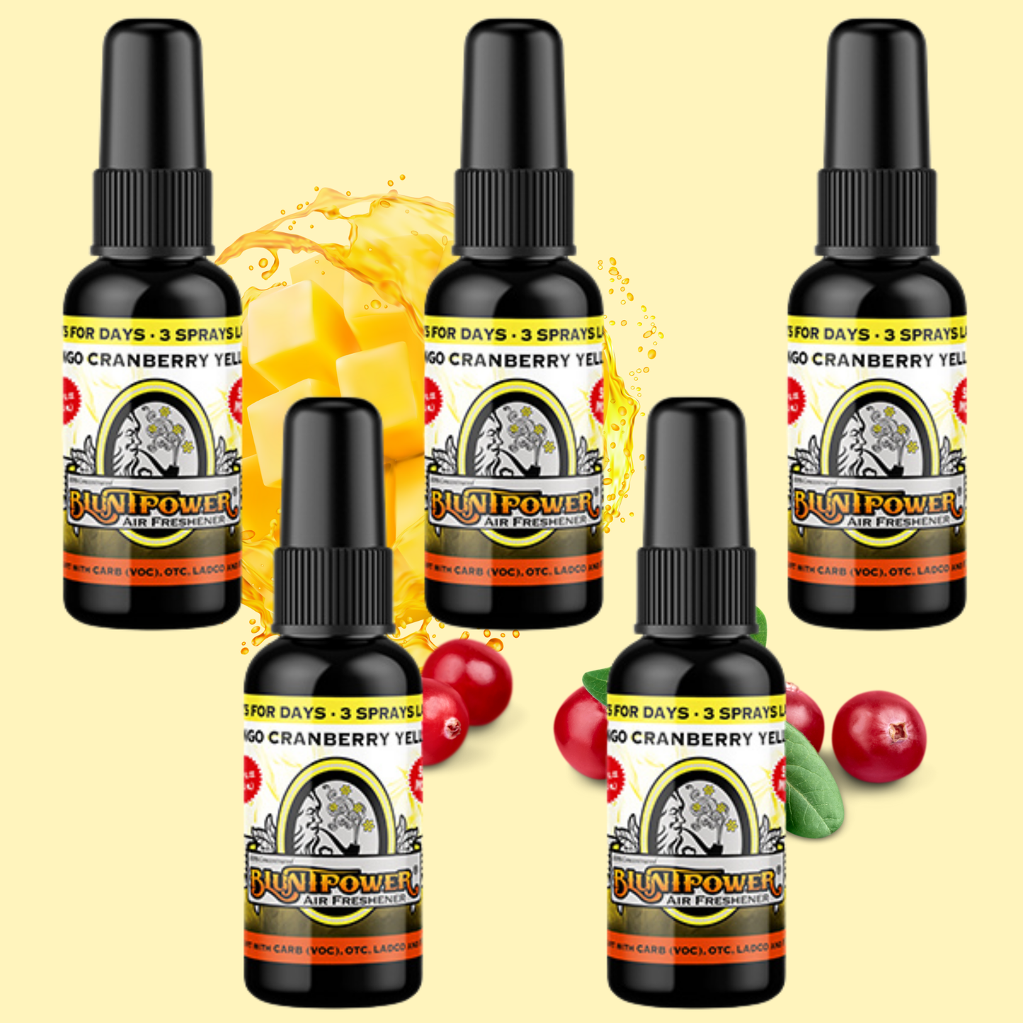 Mango Cranberry Yellow Air Freshener Bundle (5 Pack) - BluntPower Air Freshener