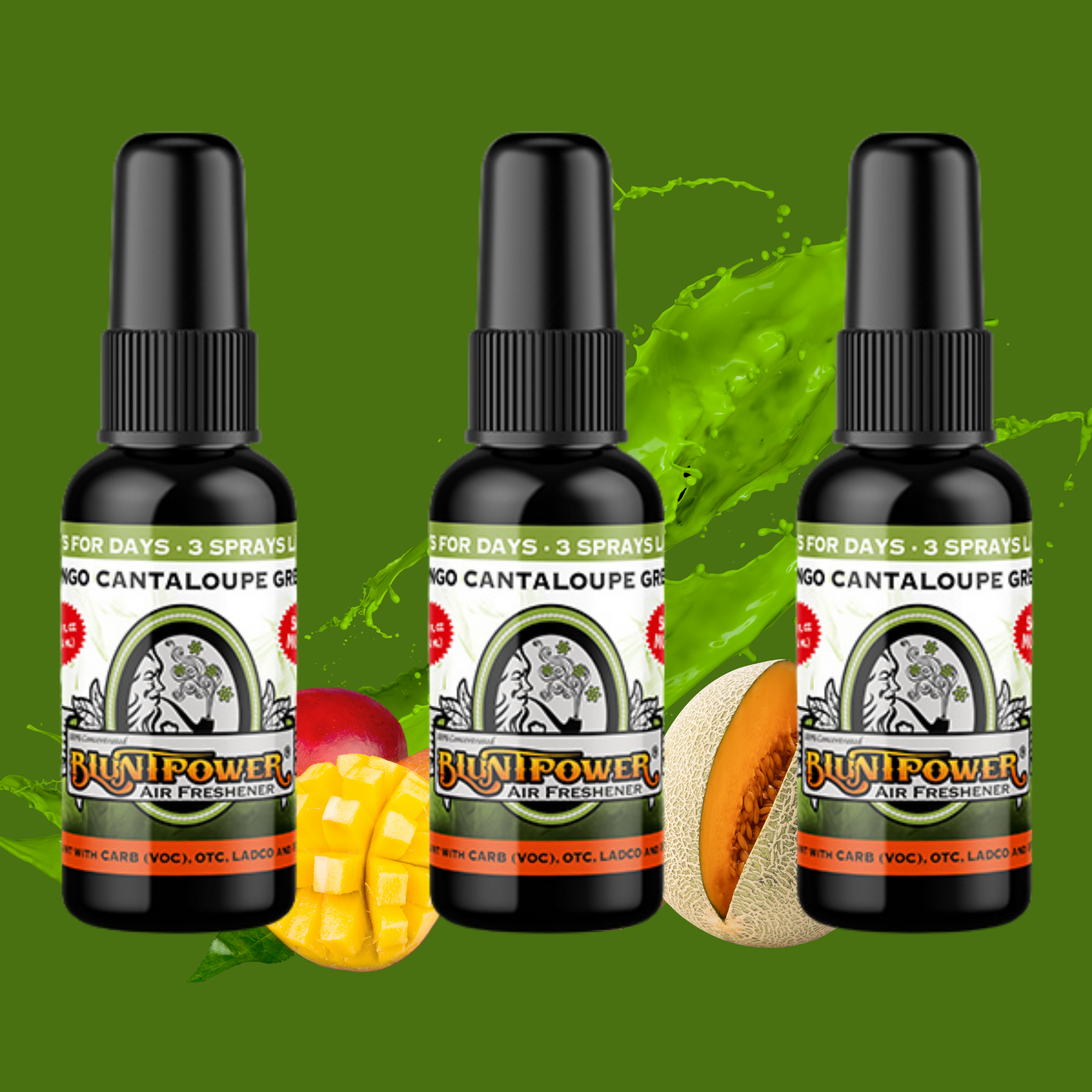 Mango Cantaloupe Green Air Freshener Bundle (3 Pack) - BluntPower Air Freshener
