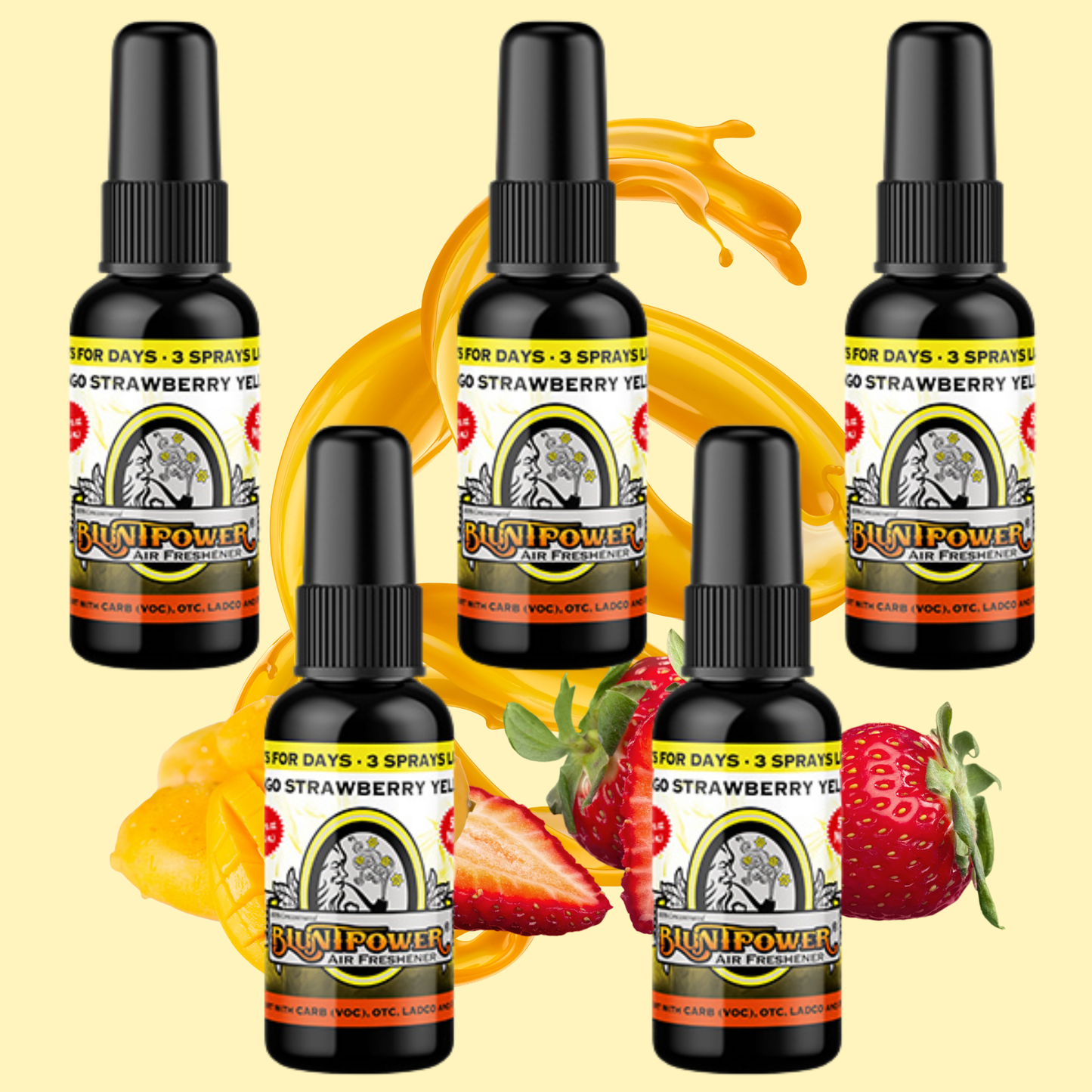 Mango Strawberry Yellow Air Freshener Spray - BluntPower Air Freshener