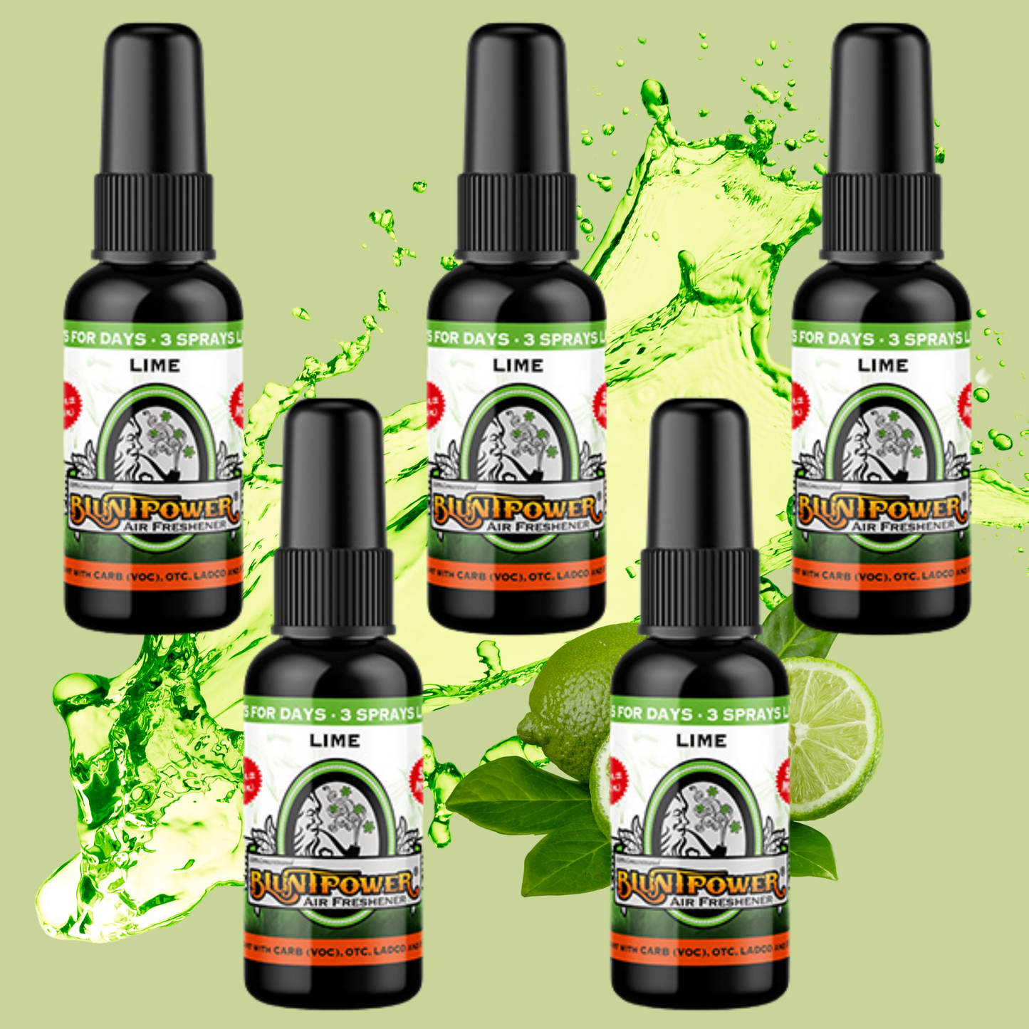 Lime Air Spray Freshener Bundle (5 Pack) - BluntPower Air Freshener