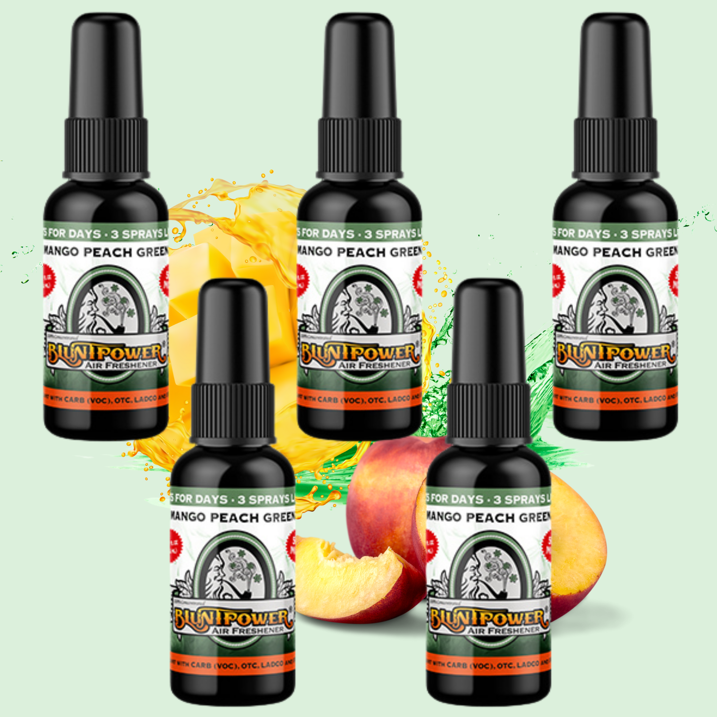 Mango Peach Green Air Freshener Bundle (5 Pack) - BluntPower Air Freshener