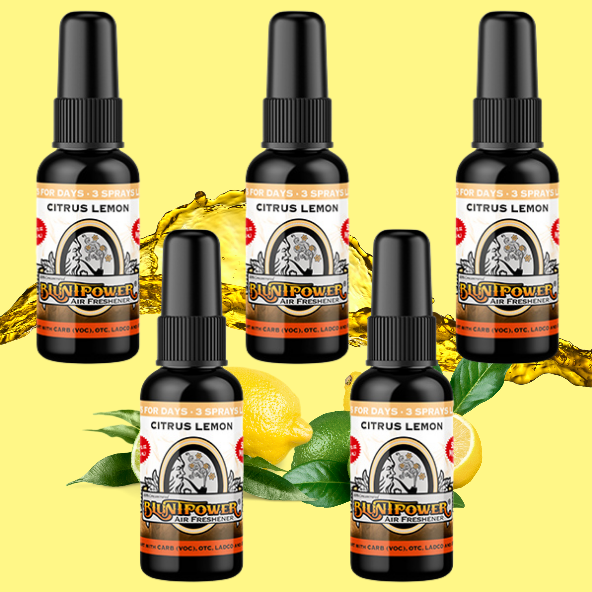 Citrus Lemon Spray Air Freshener Bundle (5 Pack) - BluntPower Air Freshener