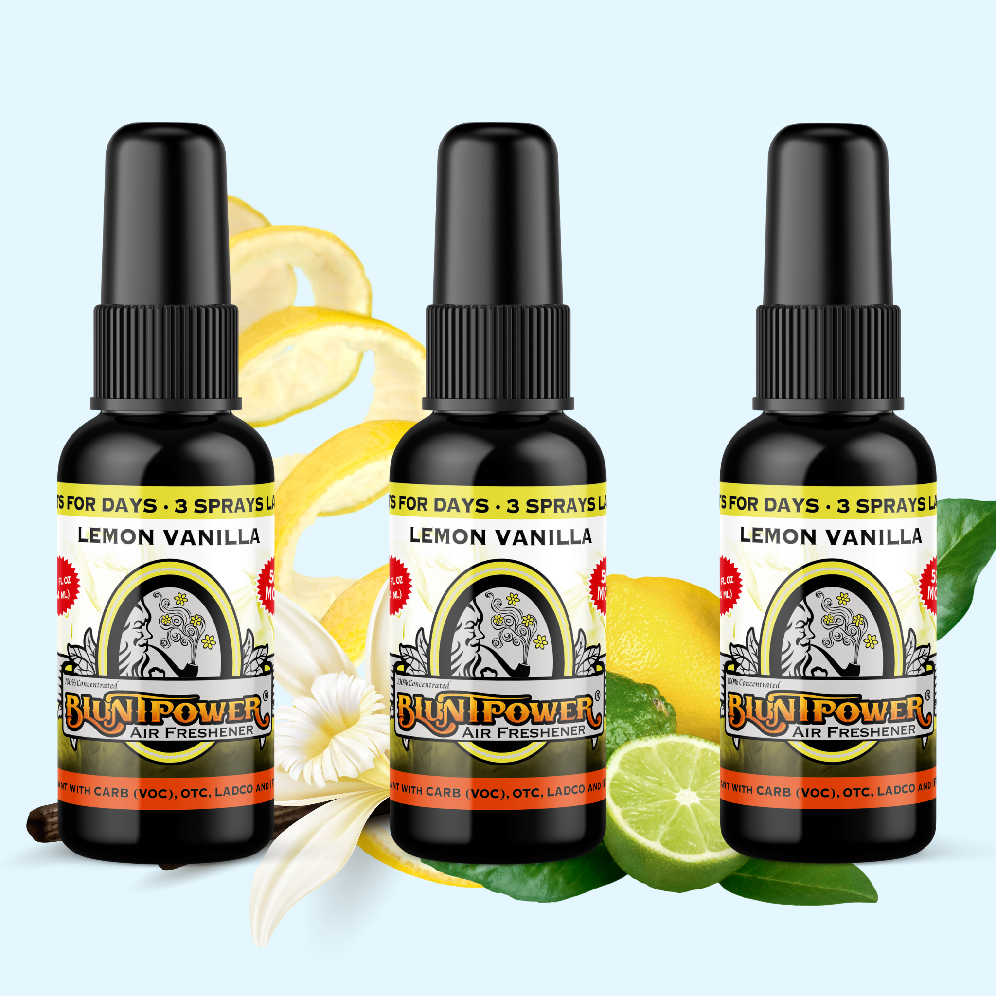 Lemon Vanilla Spray Air Freshener Bundle (3 Pack) - BluntPower Air Freshener