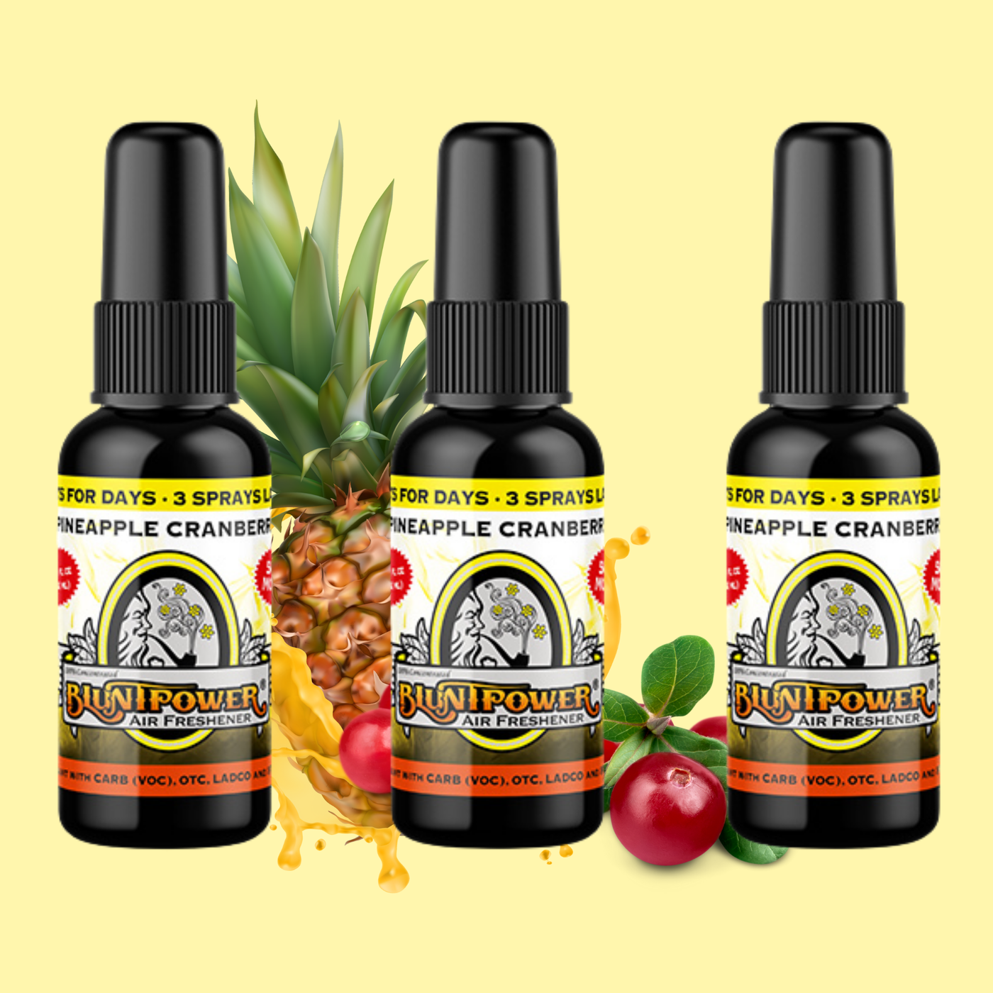 Pineapple Cranberry Air Freshener Bundle (3 Pack) - BluntPower Air Freshener