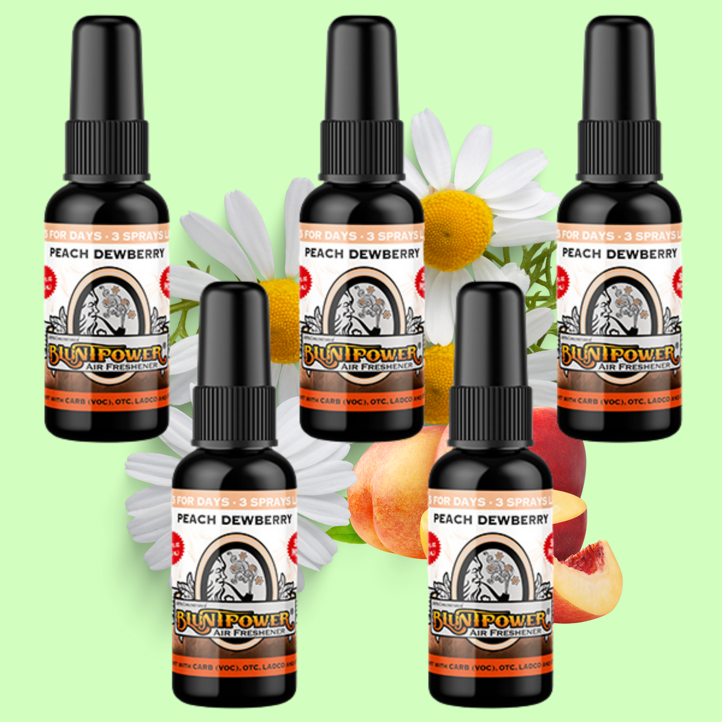 Peach Dewberry Air Freshener Spray Bundle (5 Pack) - BluntPower Air Freshener