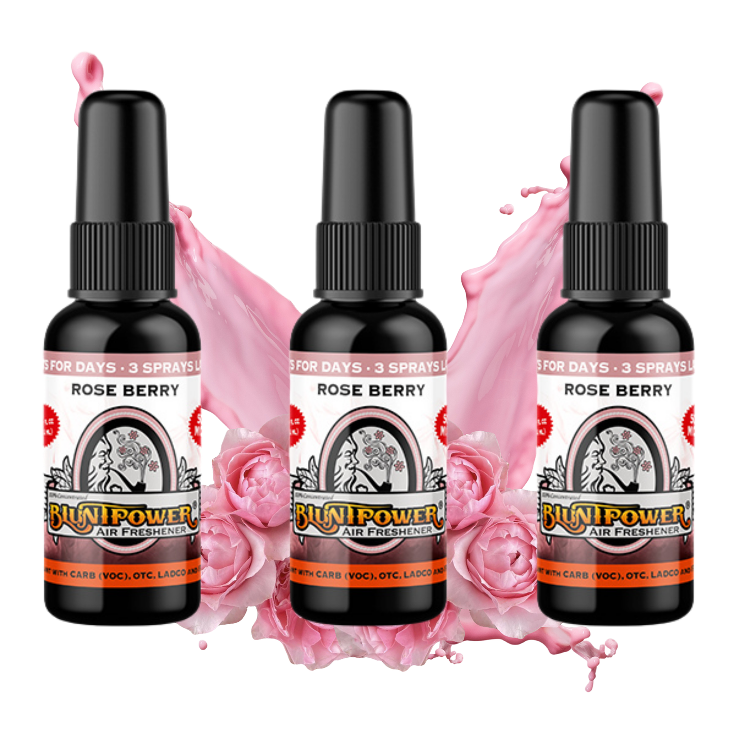 Rose Berry Air Freshener Spray Bundle (3 Pack) - BluntPower Air Freshener