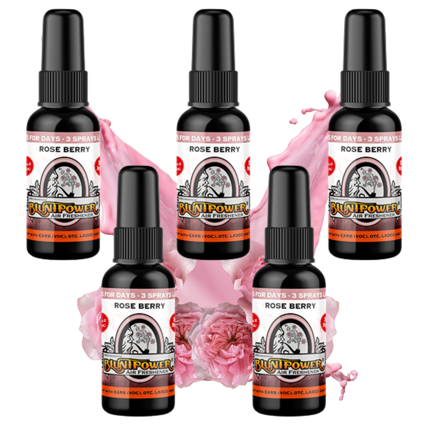 Rose Berry Air Freshener Spray Bundle (5 Pack) - BluntPower Air Freshener