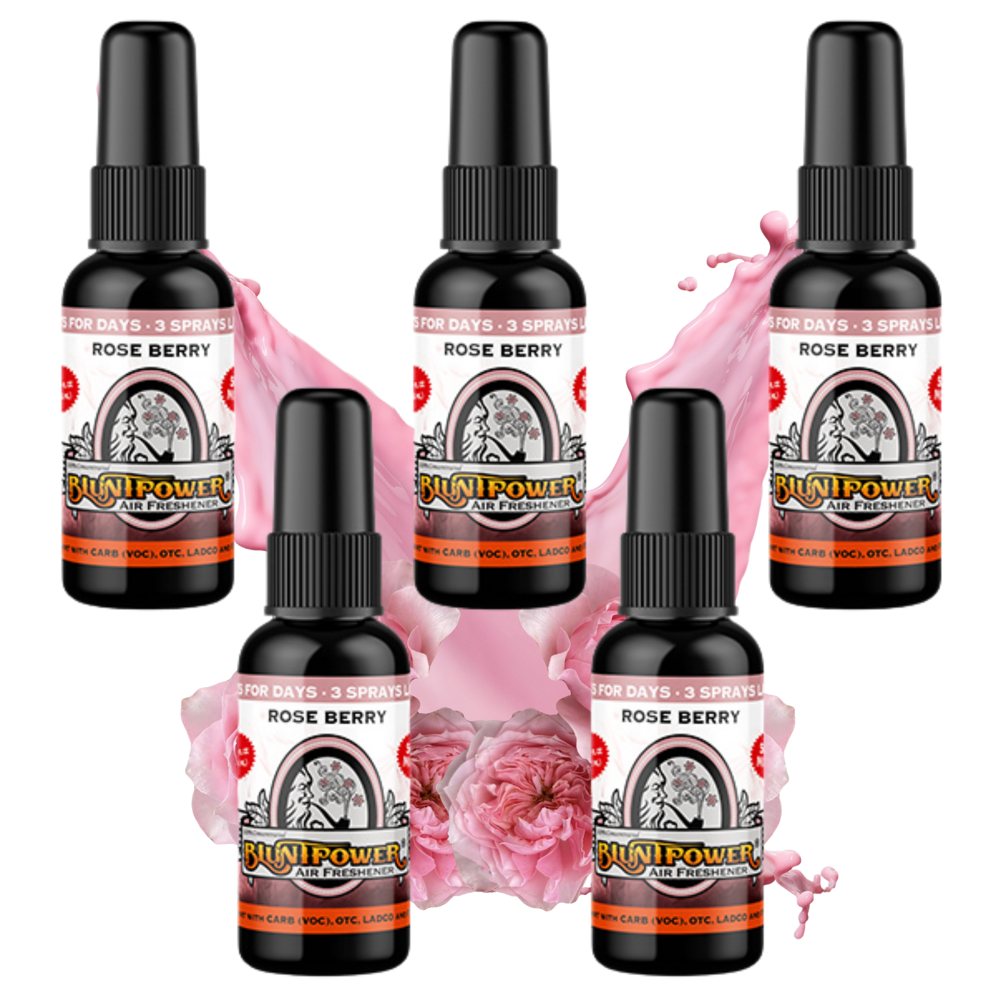 Rose Berry Air Freshener Spray Bundle (5 Pack) - BluntPower Air Freshener