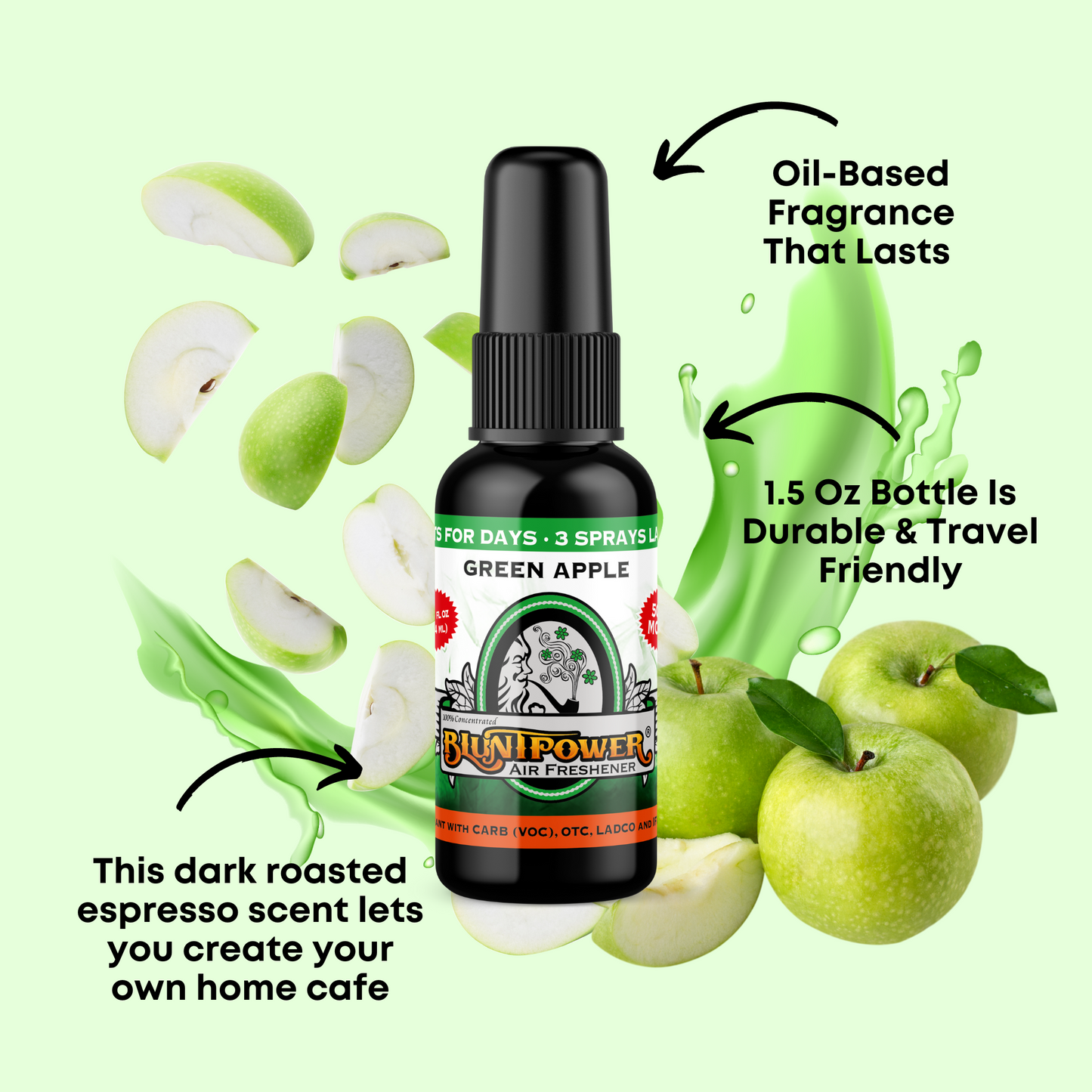 Green Apple Air Freshener Spray - BluntPower Air Freshener
