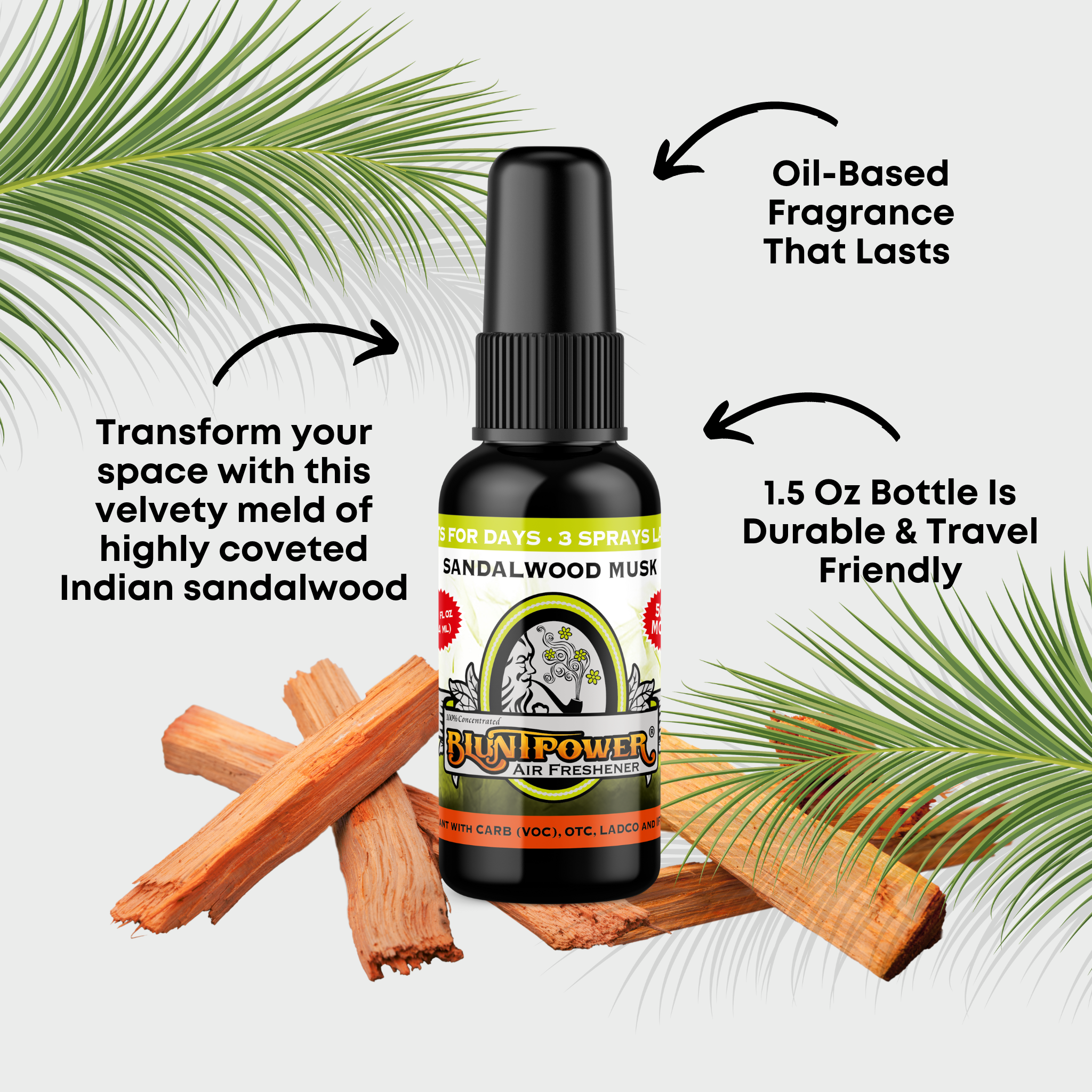 Sandalwood & Musk Air Freshener Spray - BluntPower Air Freshener
