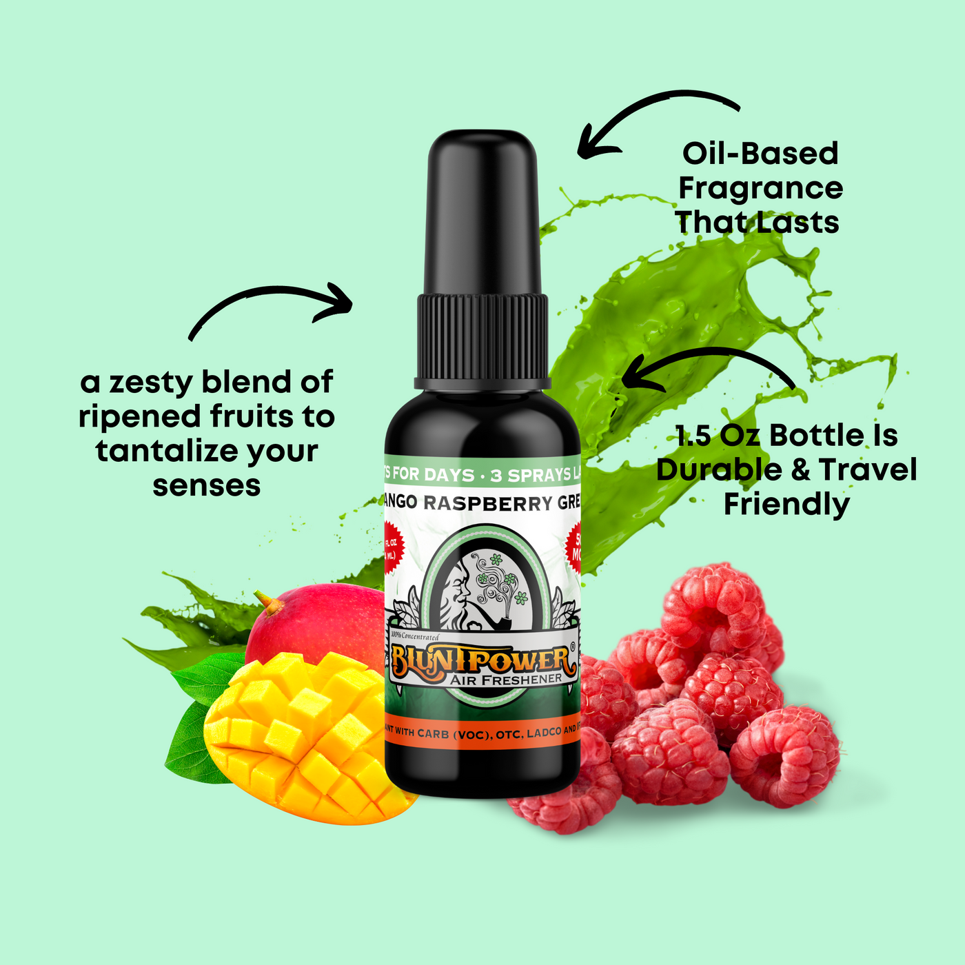 Mango Raspberry Green Air Freshener Spray - BluntPower Air Freshener