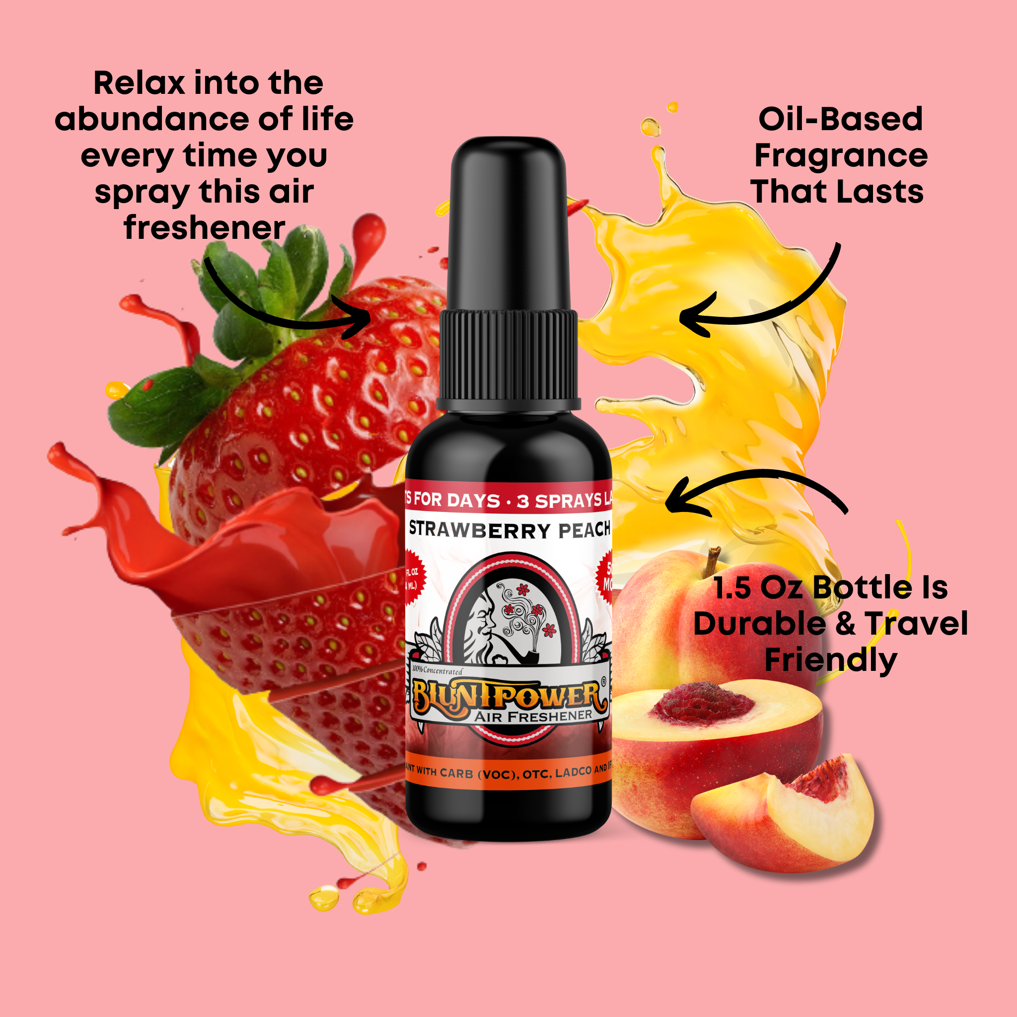 Strawberry Peach Air Freshener Spray - BluntPower Air Freshener