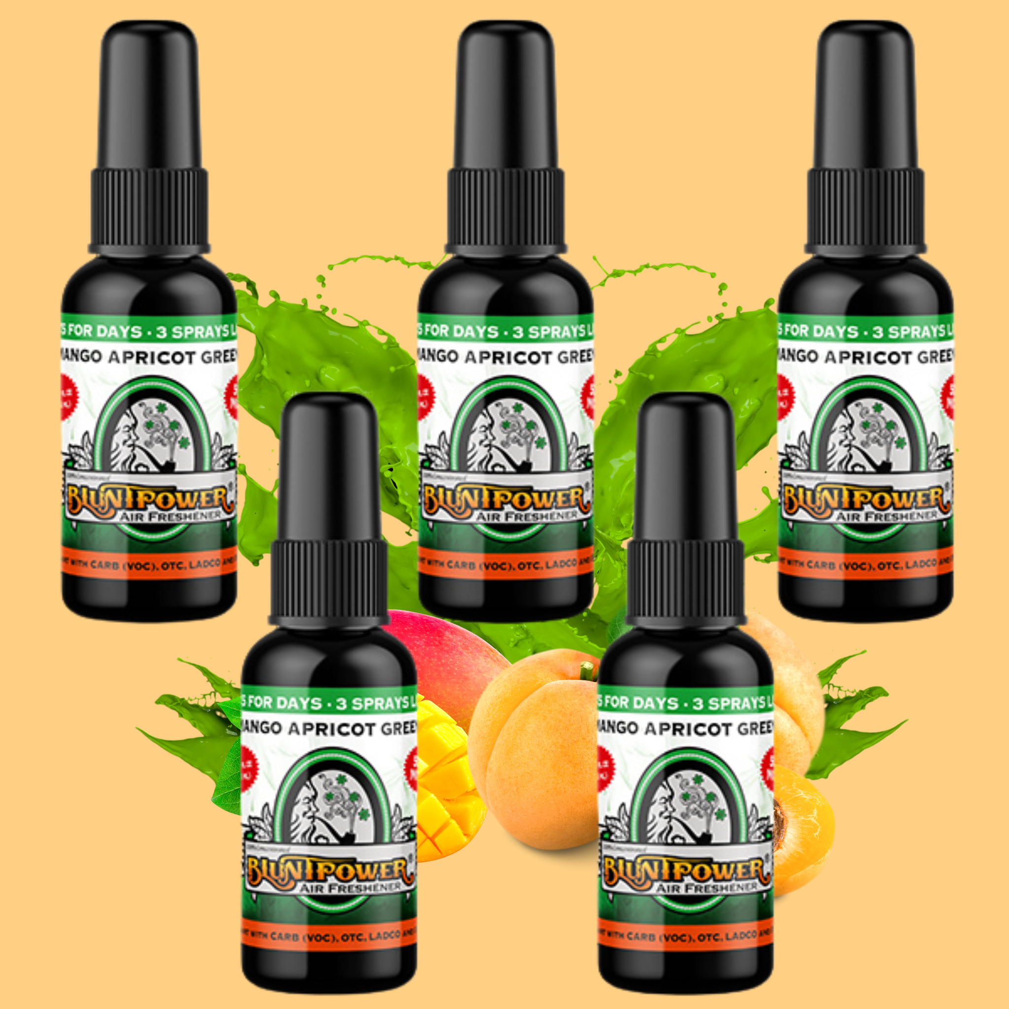 Mango Apricot Green Air Freshener Bundle (5 Pack) - BluntPower Air Freshener