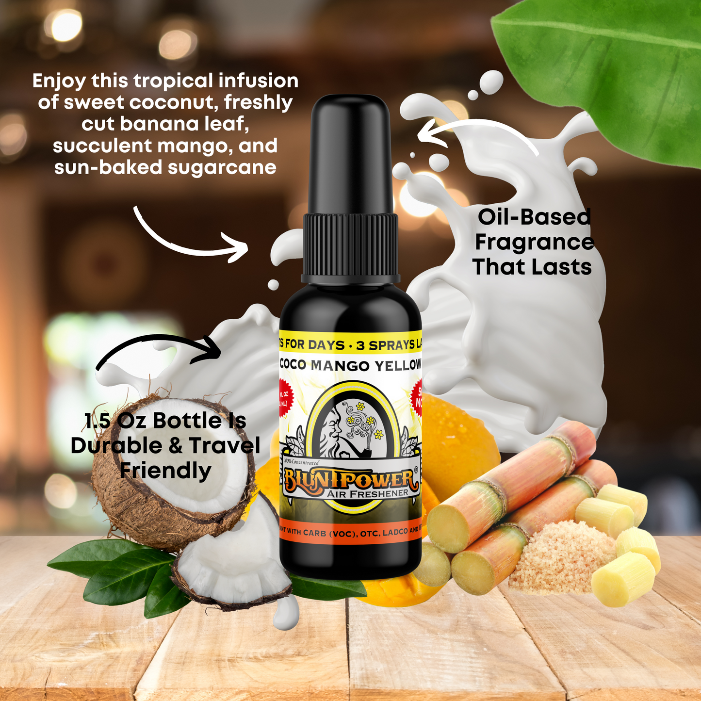 Coco Mango Yellow Air Freshener Spray - BluntPower Air Freshener