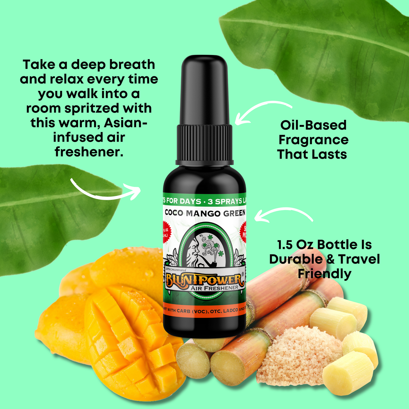 Coco Mango Green Air Freshener Spray - BluntPower Air Freshener