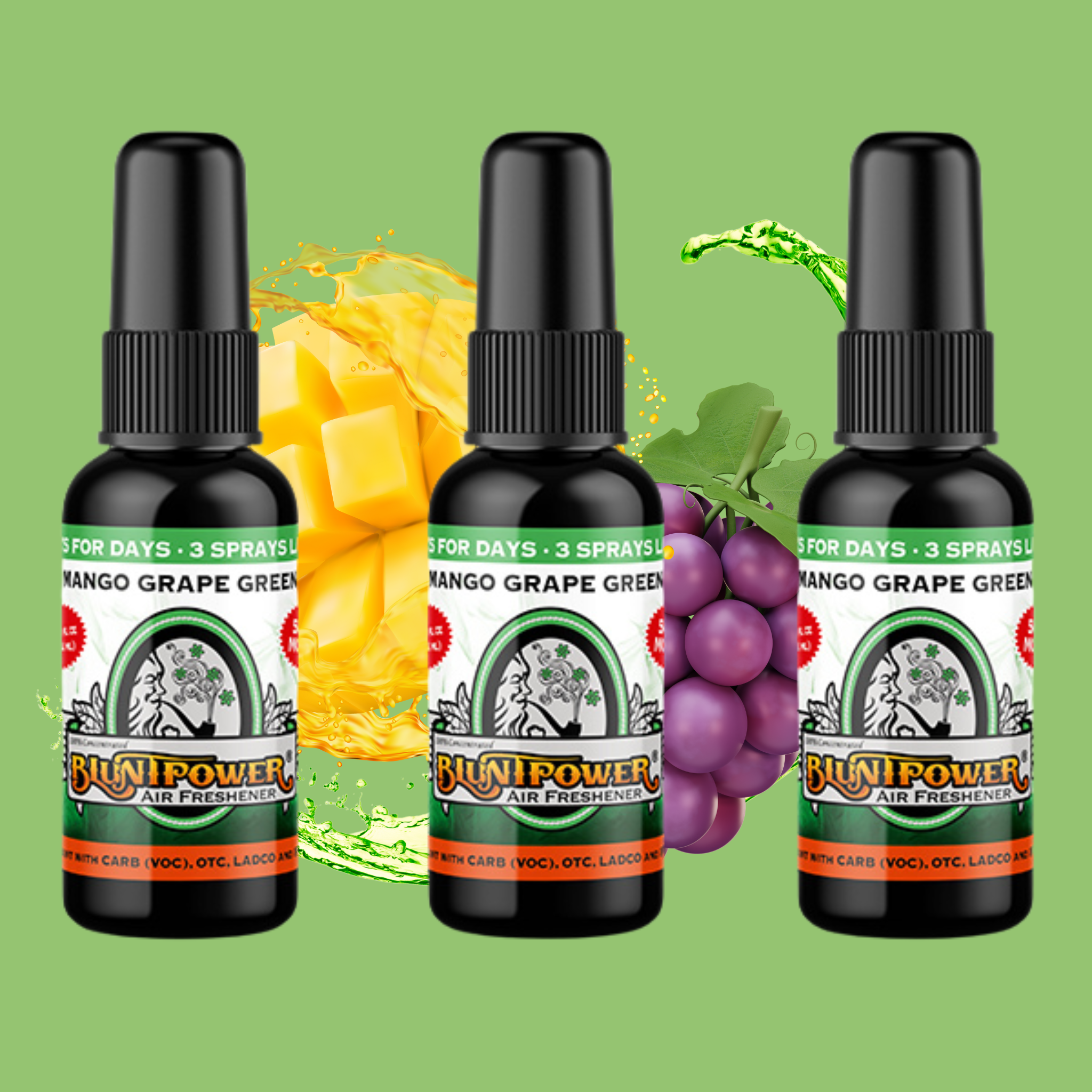Mango Grape Green Air Freshener Bundle (3 Pack) - BluntPower Air Freshener