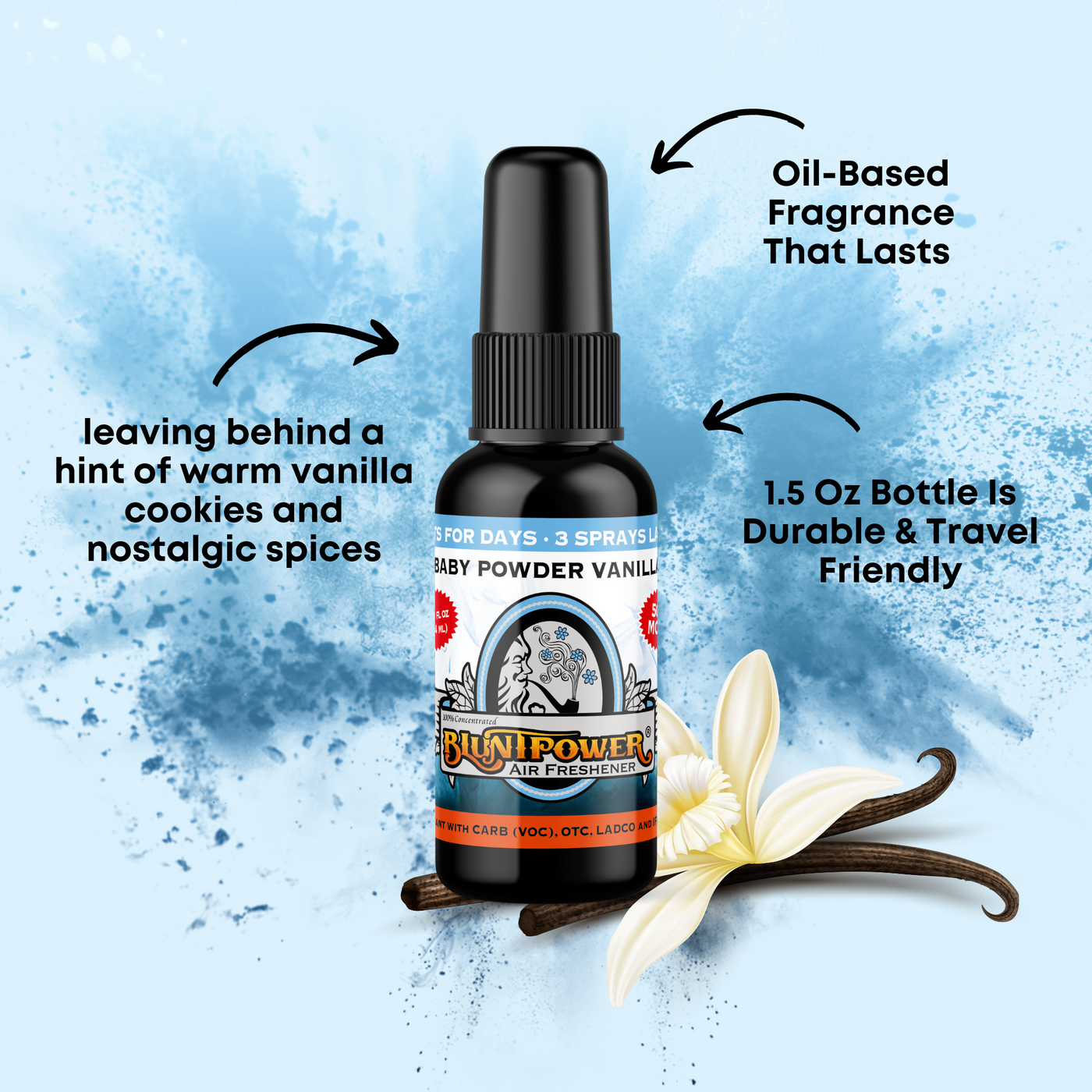 Baby Powder Vanilla Air Freshener Spray - BluntPower Air Freshener