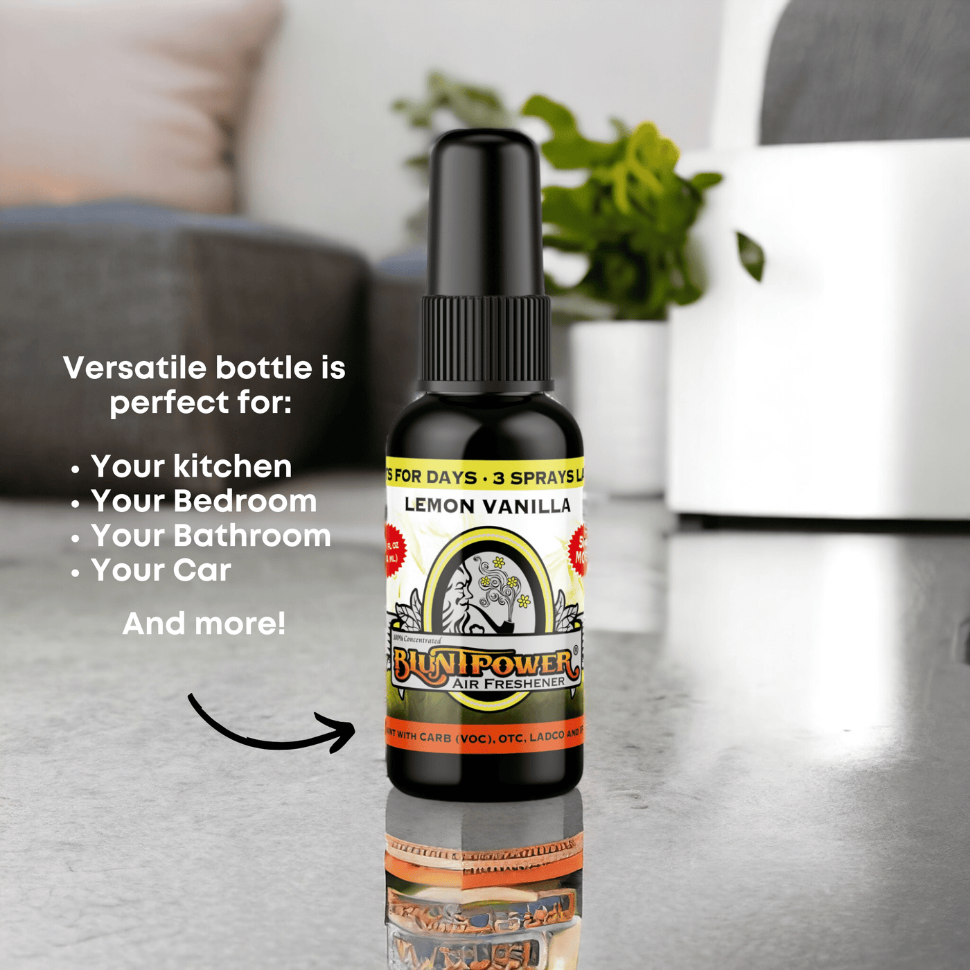 Lemon Vanilla Air Freshener Spray - BluntPower Air Freshener