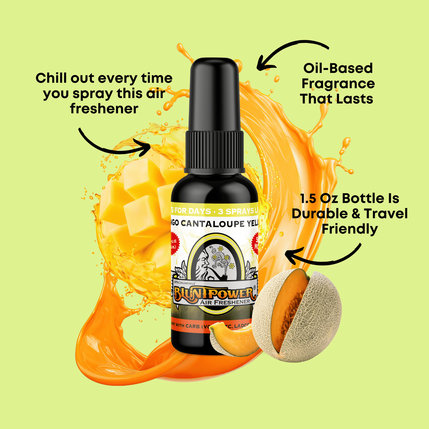 Mango Cantaloupe Yellow Air Freshener Spray - BluntPower Air Freshener