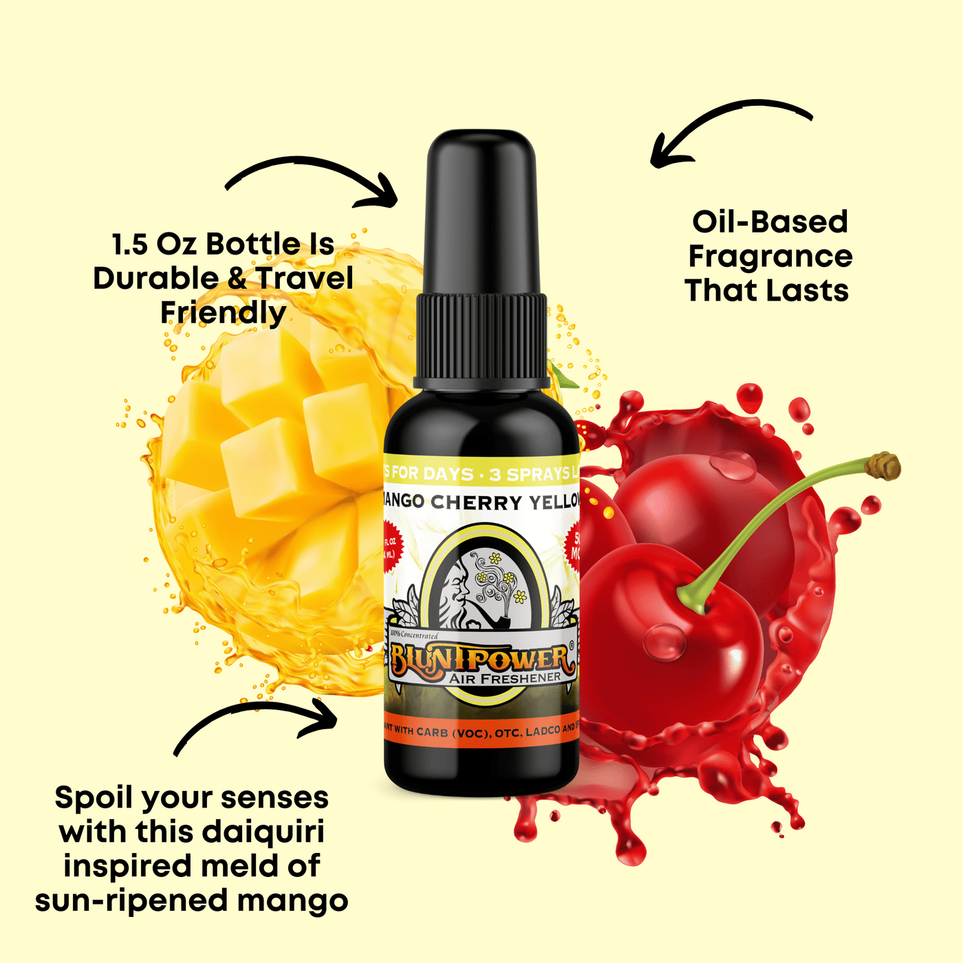 Mango Cherry Yellow Air Freshener Spray - BluntPower Air Freshener