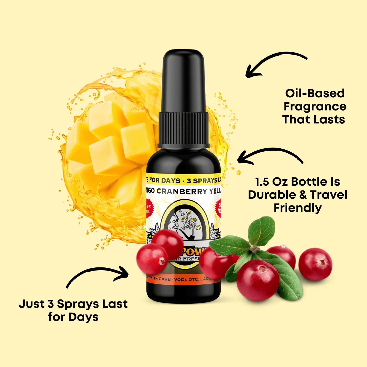 Mango Cranberry Yellow Air Freshener Spray - BluntPower Air Freshener