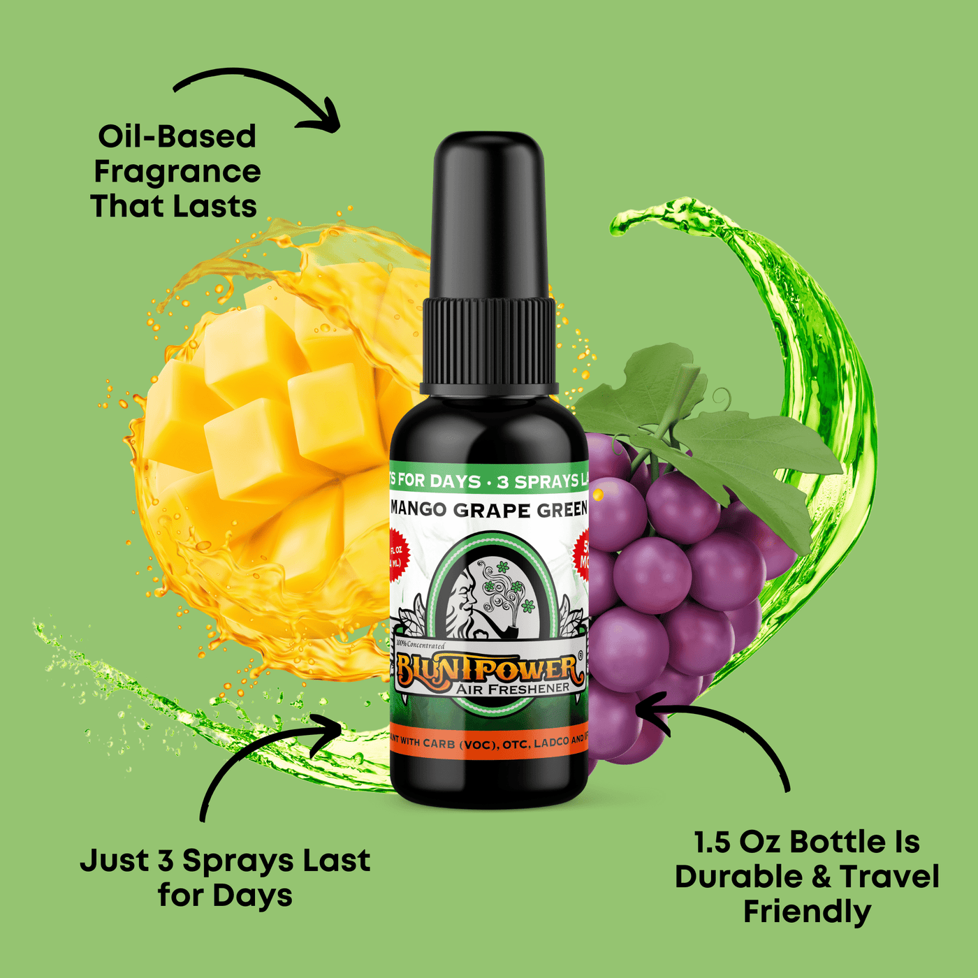 Mango Grape Green Air Freshener Spray - BluntPower Air Freshener